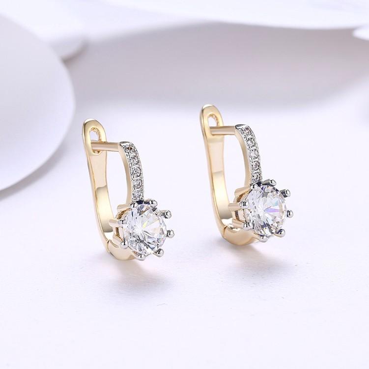 Created Star Shaped Micro Pav'e Leverback Earrings Set in Goldtone - Riakoob Jewelry