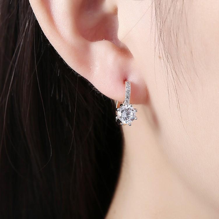 Created Star Shaped Micro Pav'e Leverback Earrings Set in Goldtone - Riakoob Jewelry