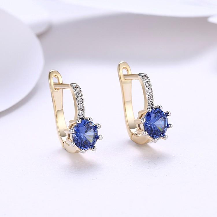 Created Star Shaped Micro Pav'e Leverback Earrings Set in Goldtone - Riakoob Jewelry
