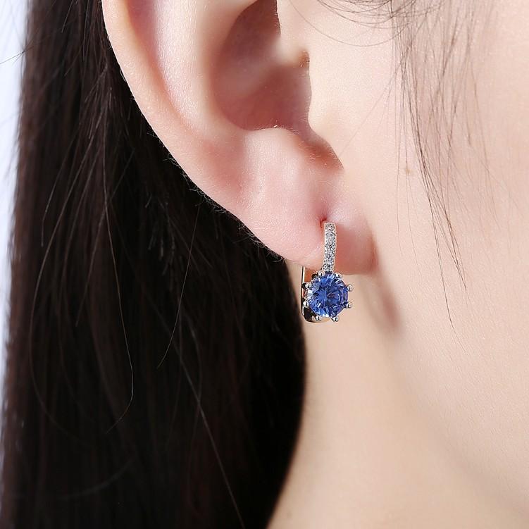 Created Star Shaped Micro Pav'e Leverback Earrings Set in Goldtone - Riakoob Jewelry