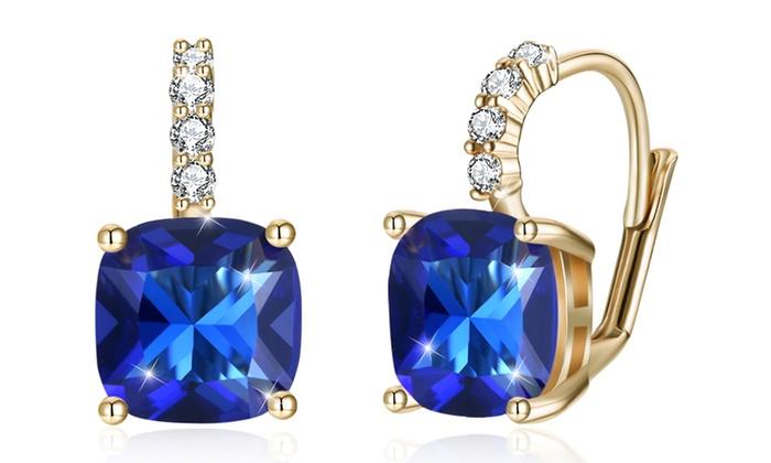 Asscher Cut Leverback Earrings Set in Goldtone Tone  Made with Swarovski Crystal, , Riakoob Jewelry, Riakoob Jewelry  jewelryjewelry deals, swarovski crystal jewelry, groupon jewelry,, jewelry for mom,