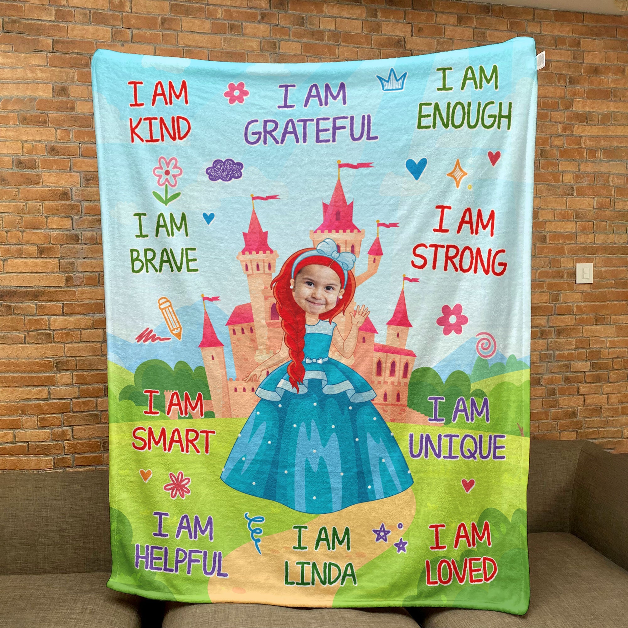 Kid Affirmations I Am Kind Fairytale - Personalized Kid Photo Blanket