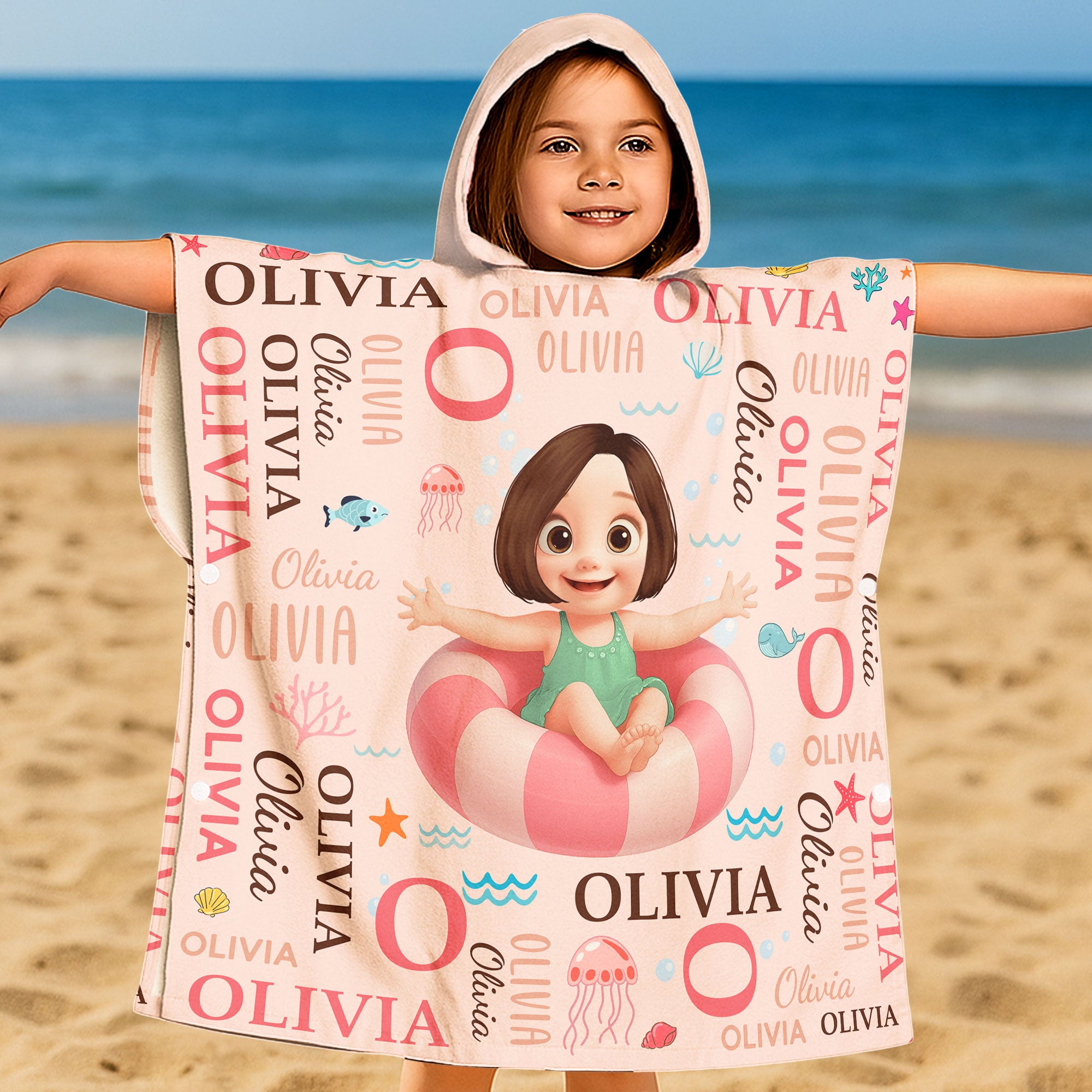 Kid Summer Name Pattern - Personalized Beach Towel