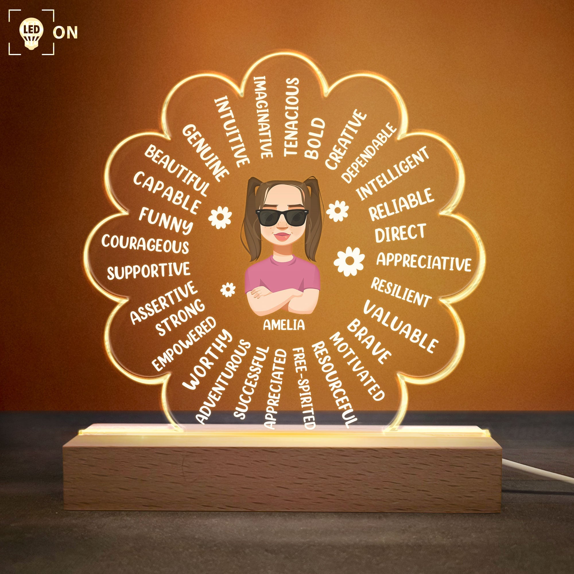 Kid's Affirmations Flower - Personalized LED Light