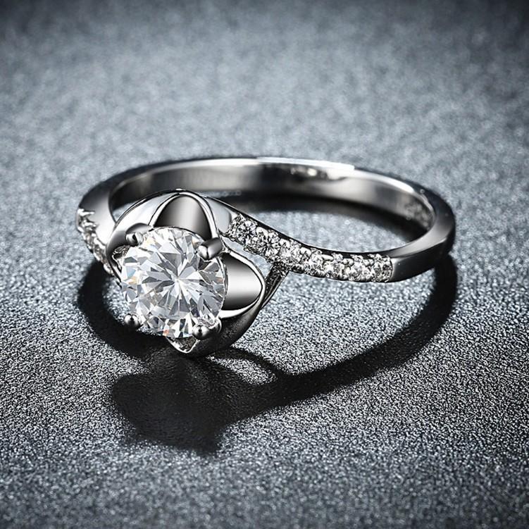 1.00 CTTW Engagement Cut Floral White Crystal Pav'e Ring, Rings, Riakoob Jewelry, Riakoob Jewelry  jewelryjewelry deals, swarovski crystal jewelry, groupon jewelry,, jewelry for mom,