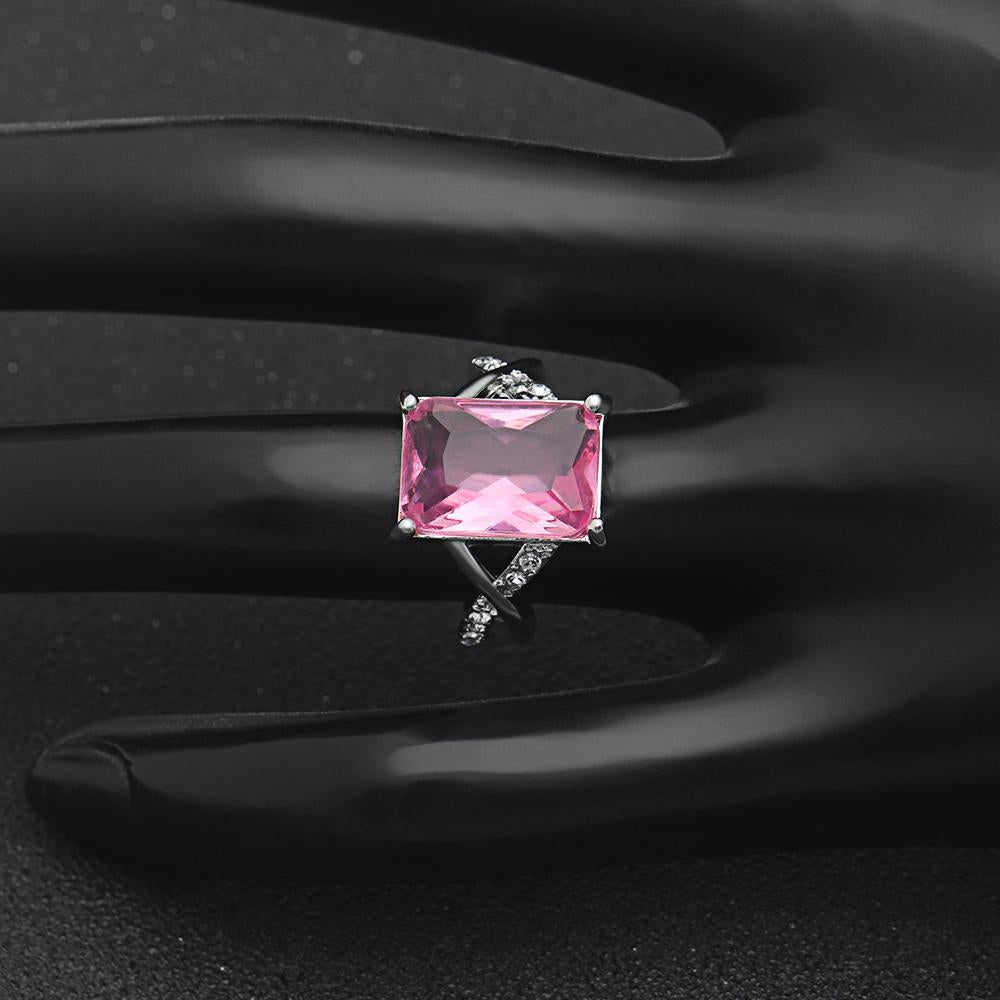 EMERALD CUT PINK CRYSTAL SWIRL RING MADE WITH SWAROVSKI ELEMENTS, , Riakoob Jewelry, Riakoob Jewelry  jewelryjewelry deals, swarovski crystal jewelry, groupon jewelry,, jewelry for mom,