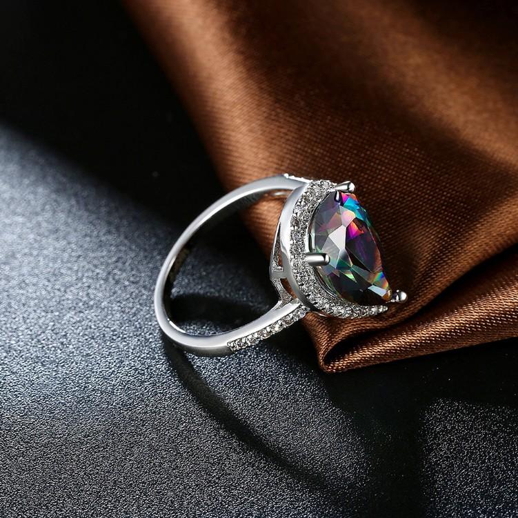4.00 CTTW  Rainbow Topaz Pear Cut Sterling Silver Ring, Rings, Riakoob Jewelry, Riakoob Jewelry  jewelryjewelry deals, swarovski crystal jewelry, groupon jewelry,, jewelry for mom,