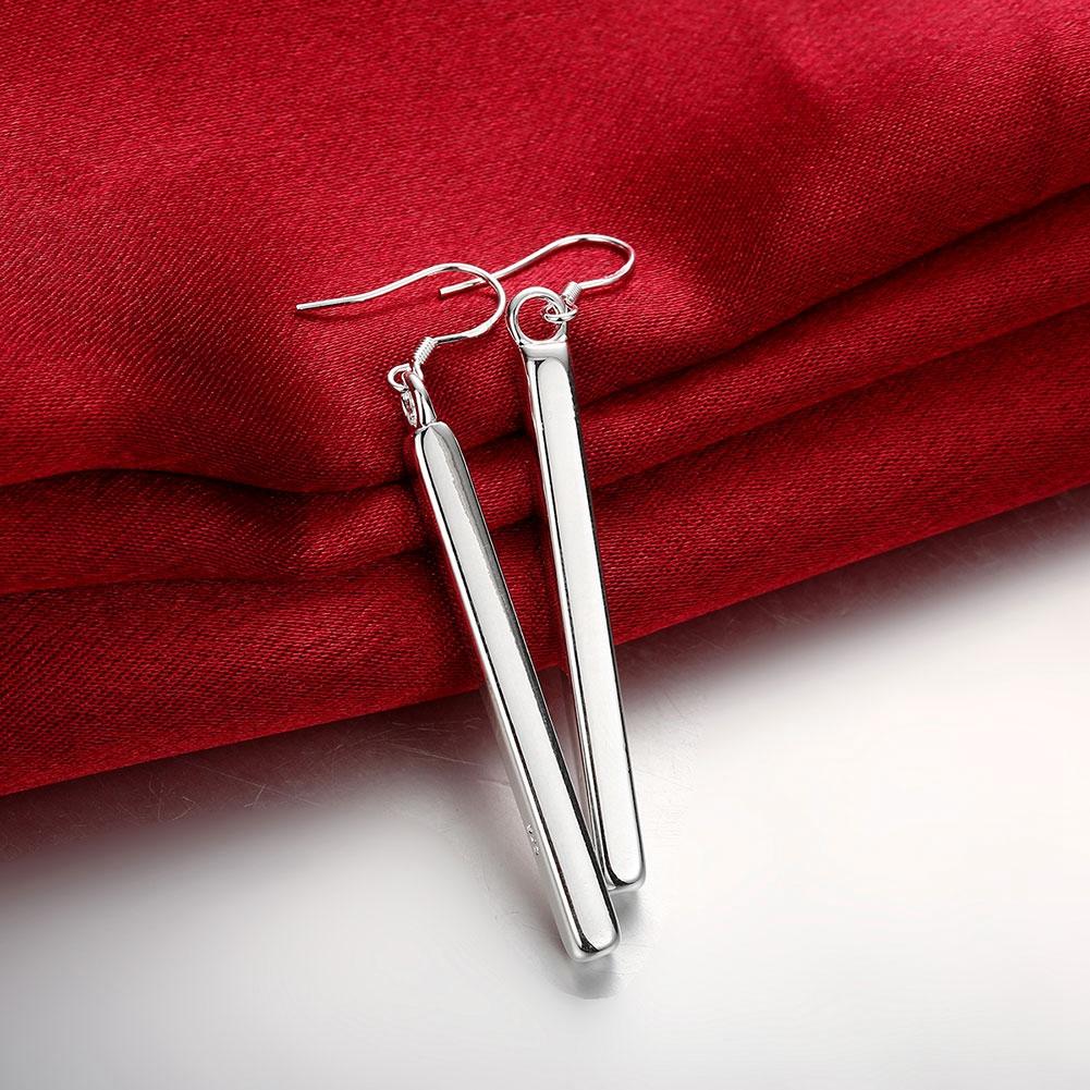 Sleek Vertical Drop Bar Earrings in Sterling Silver Tone  - Riakoob Jewelry www.goldennycjewelry.com fashion jewelry for women