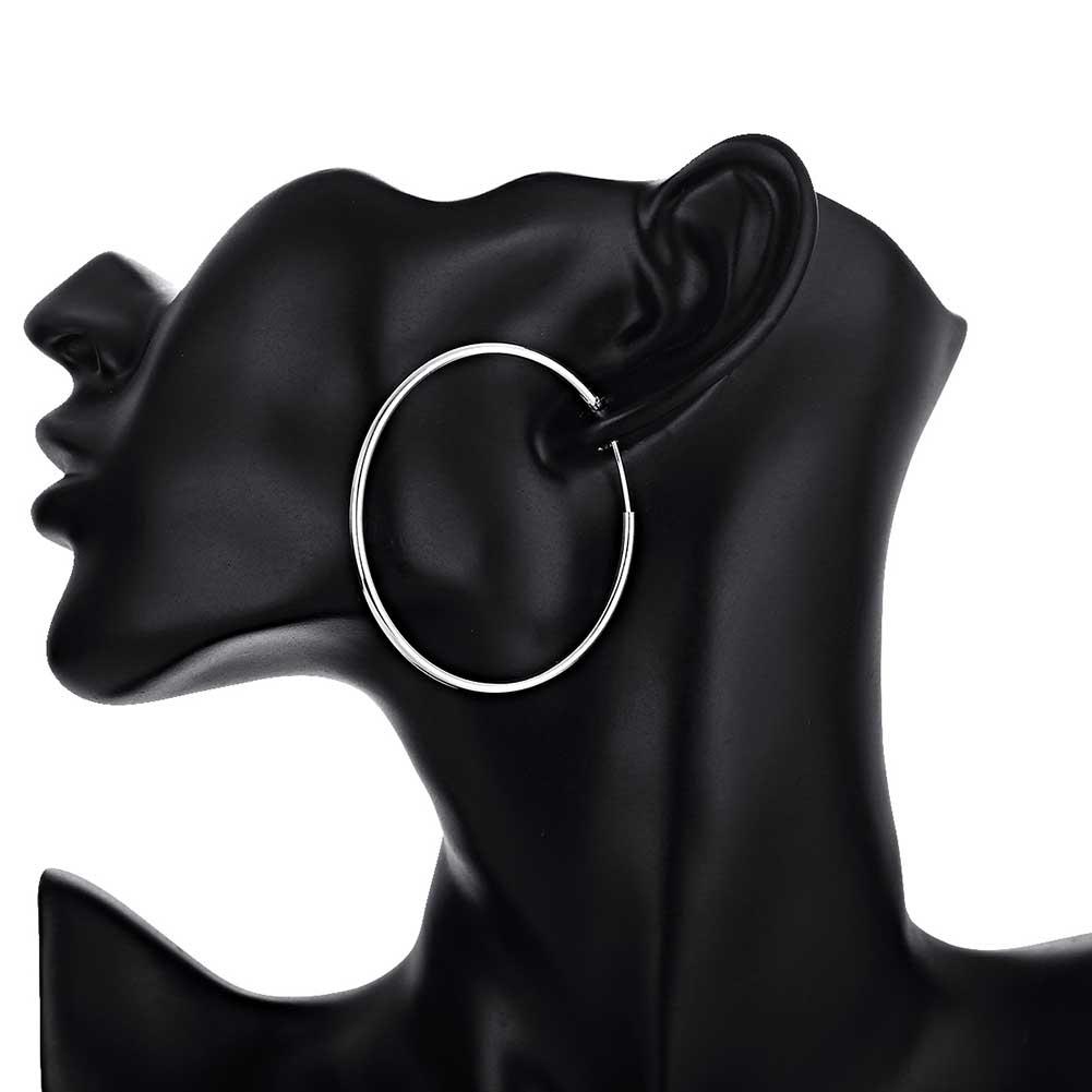 50mm Smooth Hoop Earring in  Silvertone, Earring, Riakoob Jewelry, Riakoob Jewelry  jewelryjewelry deals, swarovski crystal jewelry, groupon jewelry,, jewelry for mom,