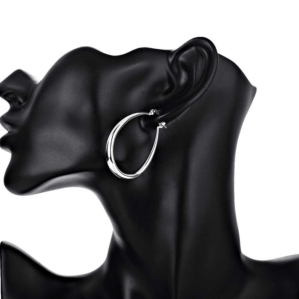 40mm French Lock Hoop Earring in  Silvertone, Earring, Riakoob Jewelry, Riakoob Jewelry  jewelryjewelry deals, swarovski crystal jewelry, groupon jewelry,, jewelry for mom,