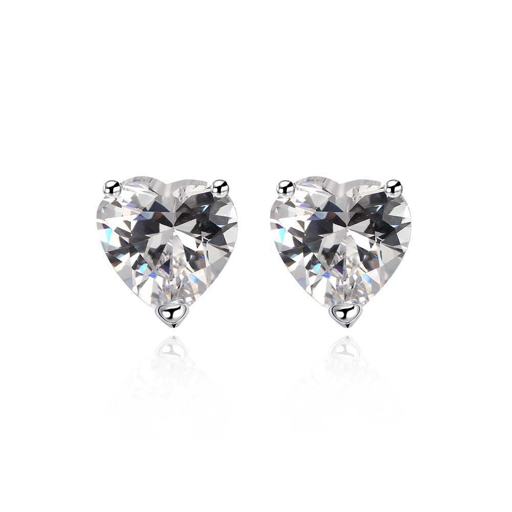 Heart Stud Earrings Made with Swarovski Elements in Sterling Silver - Riakoob Jewelry www.goldennycjewelry.com fashion jewelry for women
