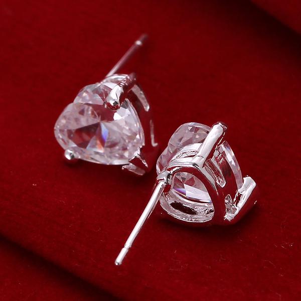 Heart Stud Earrings Made with Swarovski Elements in Sterling Silver - Riakoob Jewelry www.goldennycjewelry.com fashion jewelry for women