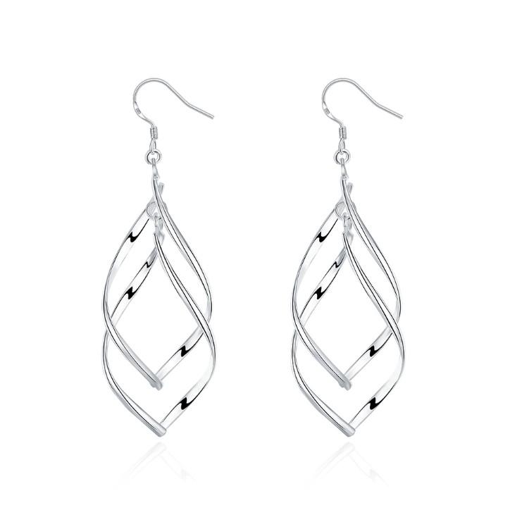 Silver Spiral Hook Earrings Set in  Silvertone - Riakoob Jewelry www.goldennycjewelry.com fashion jewelry for women