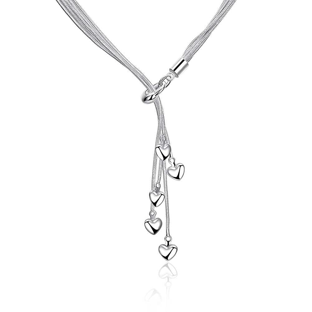 5 Dangling Heart in  Silvertone 18", Necklace, Riakoob Jewelry, Riakoob Jewelry  jewelryjewelry deals, swarovski crystal jewelry, groupon jewelry,, jewelry for mom,
