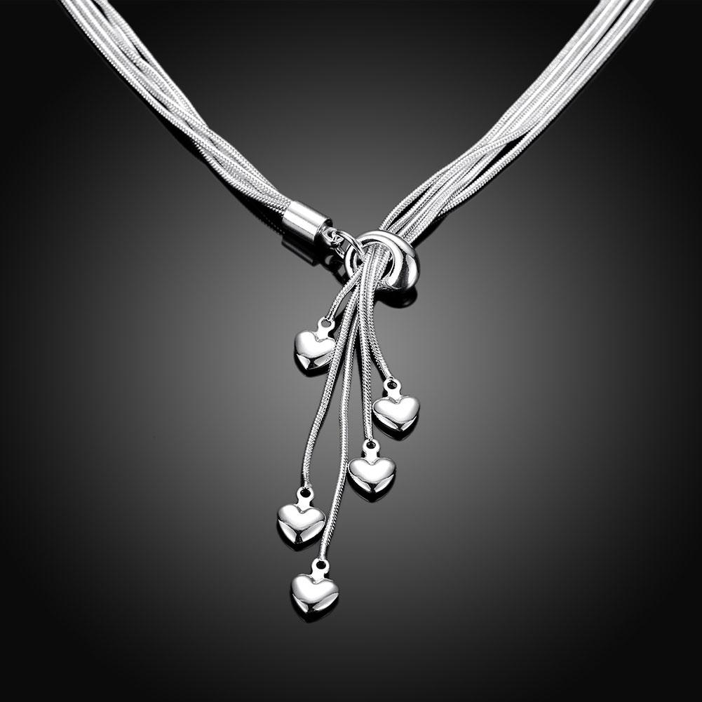 5 Dangling Heart in  Silvertone 18", Necklace, Riakoob Jewelry, Riakoob Jewelry  jewelryjewelry deals, swarovski crystal jewelry, groupon jewelry,, jewelry for mom,
