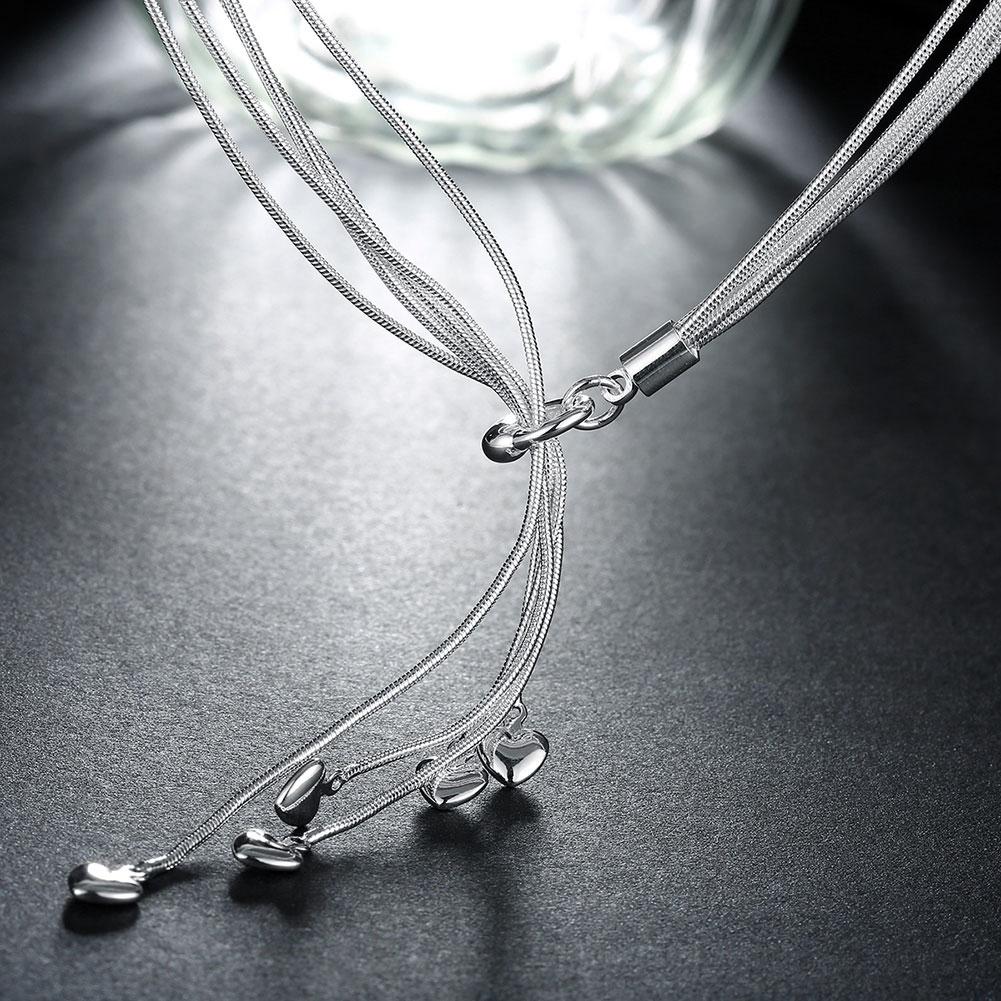 5 Dangling Heart in  Silvertone 18", Necklace, Riakoob Jewelry, Riakoob Jewelry  jewelryjewelry deals, swarovski crystal jewelry, groupon jewelry,, jewelry for mom,