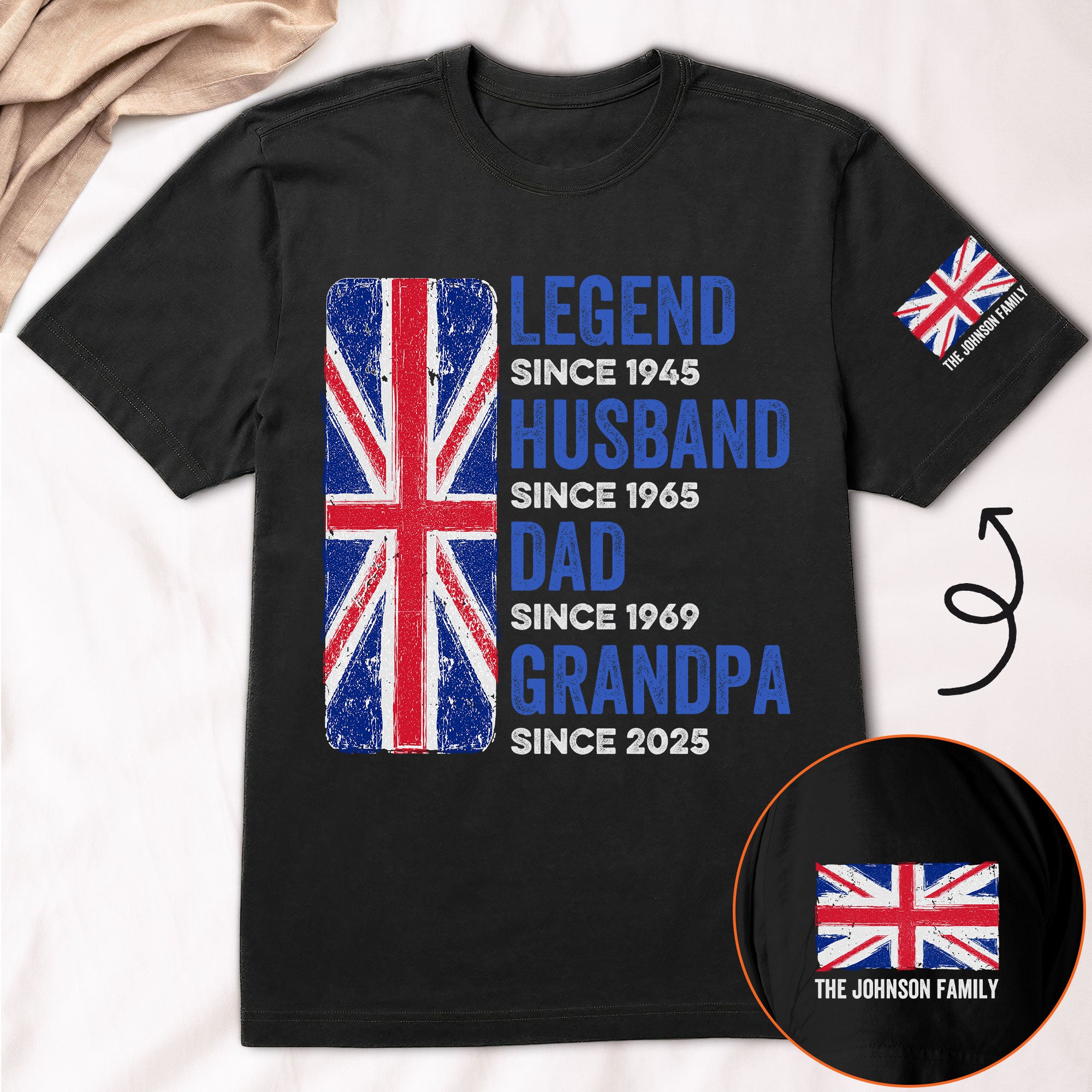 Legend, Husband, Dad And Grandpa - UK Flag Version - Personalized Shirt