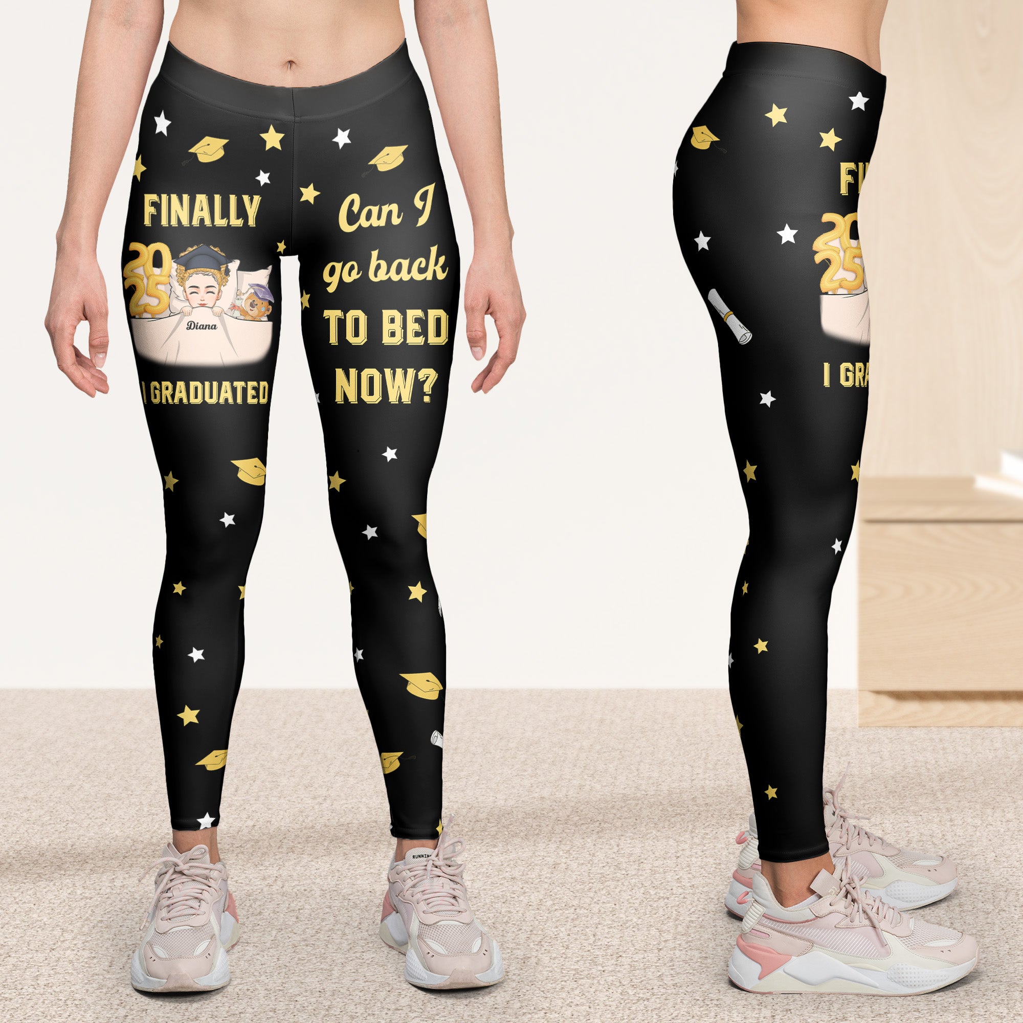 Leggings I Graduated Can I Go Back To Bed - Personalized Leggings