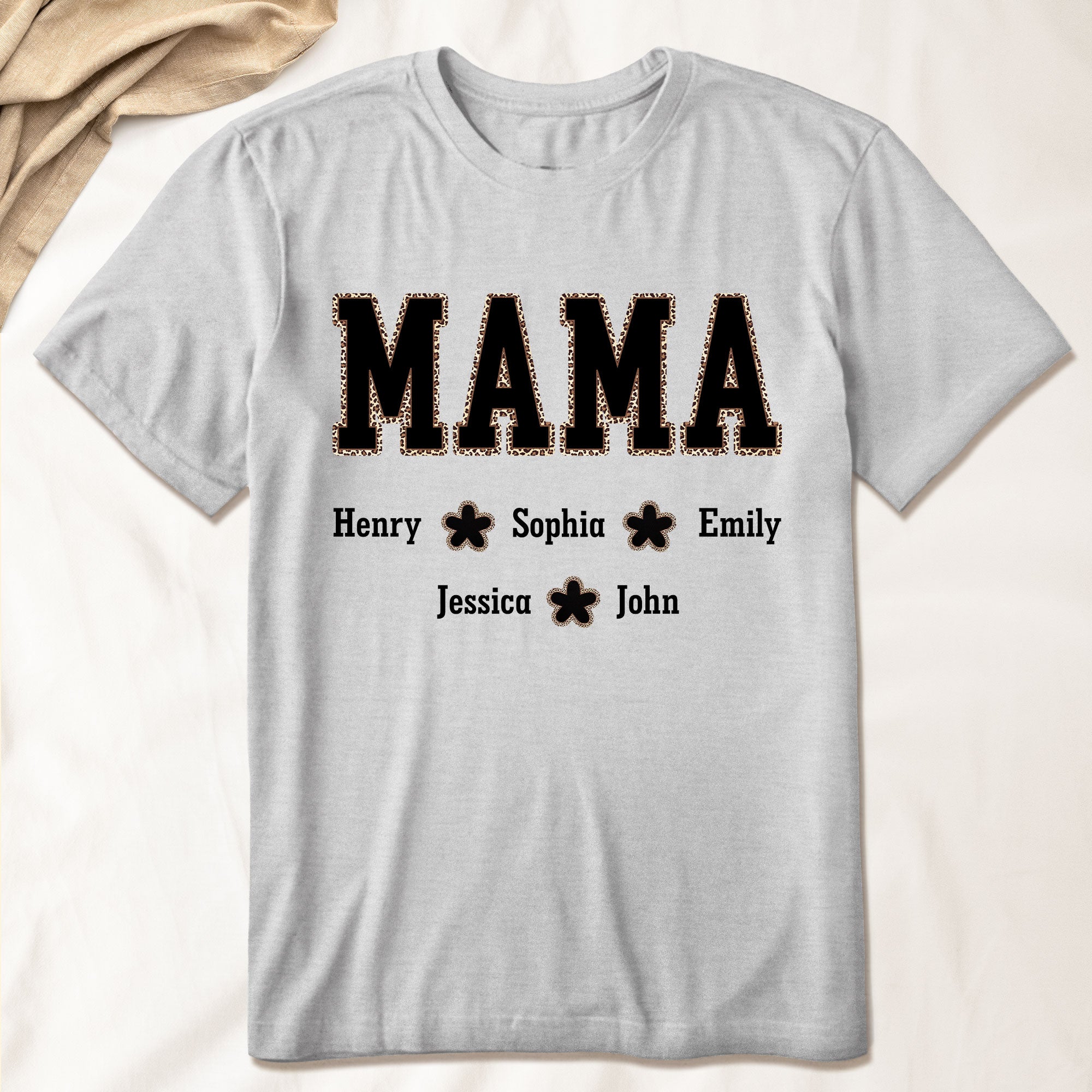 Leopard Border Title For Mom Grandma - Personalized Shirt