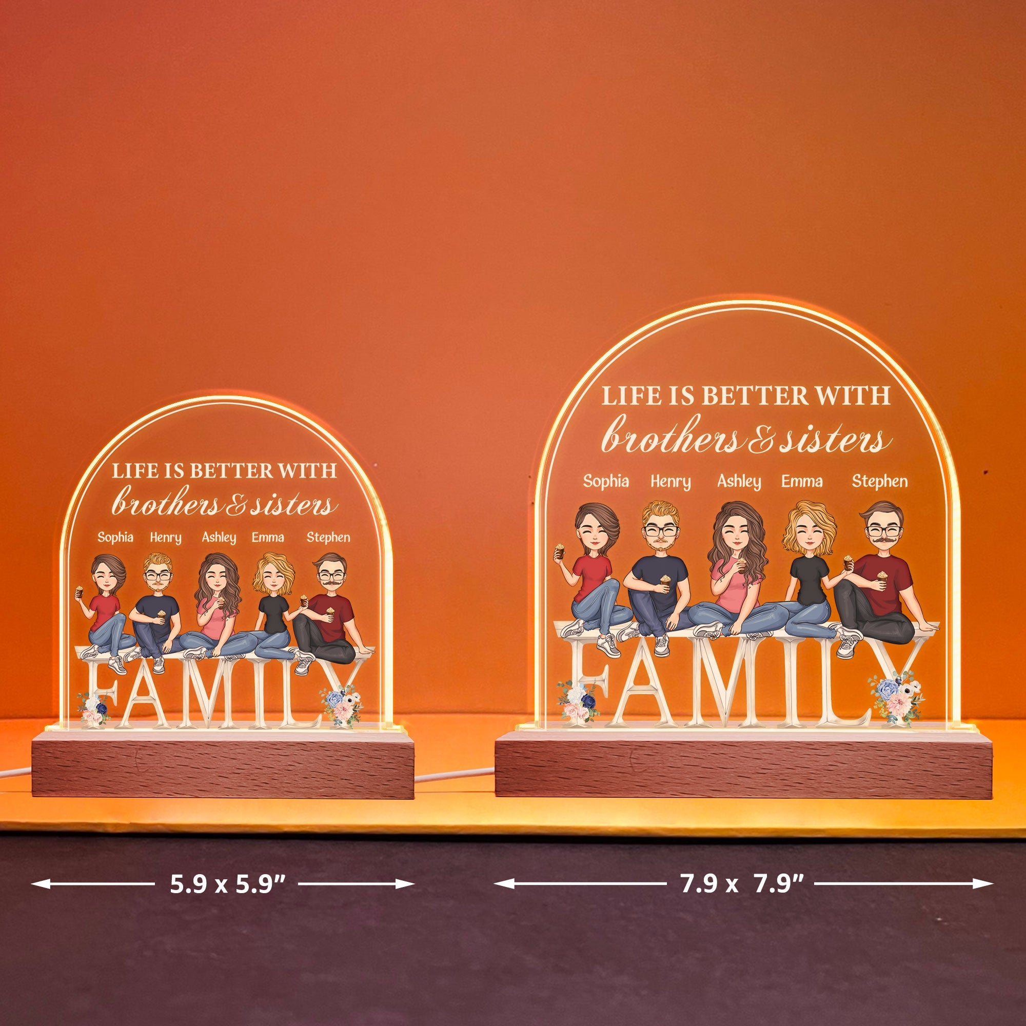 Life Is Better With Sisters And Brothers - Personalized LED Light