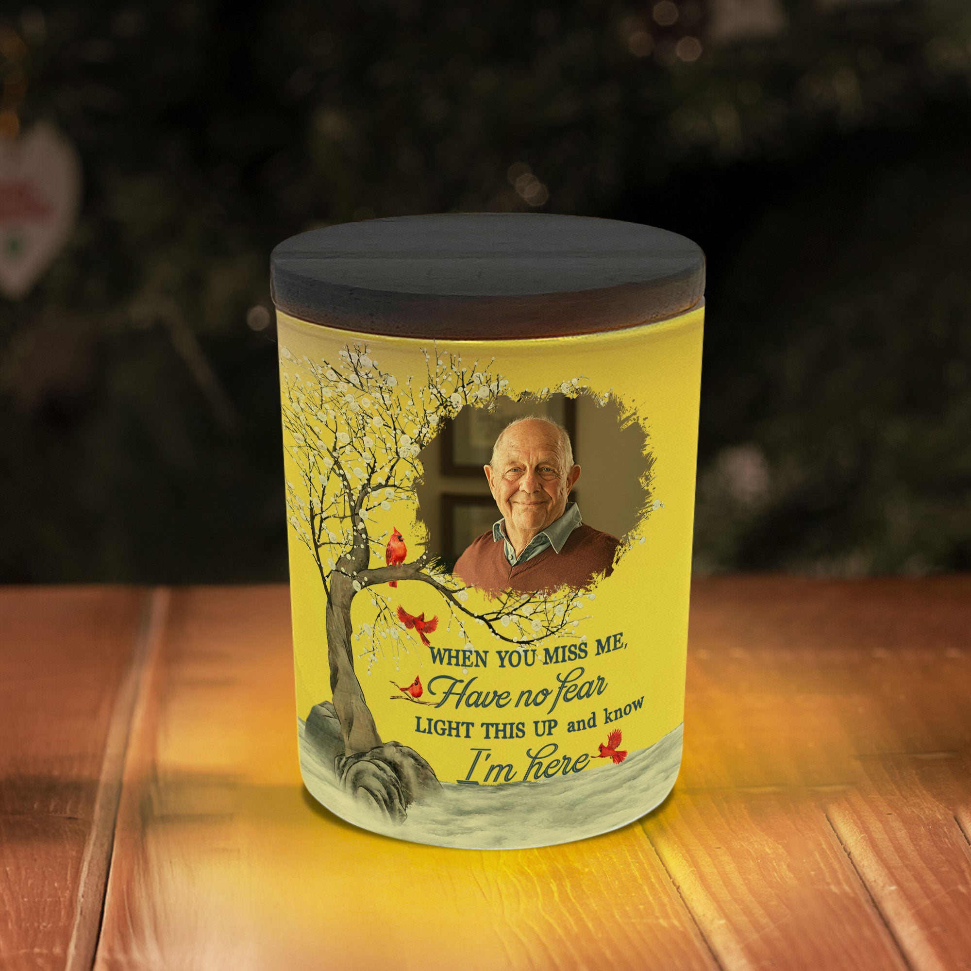 Light This Up & Know I'm Here Memorial Gift - Personalized Photo LED Tea Light Holder
