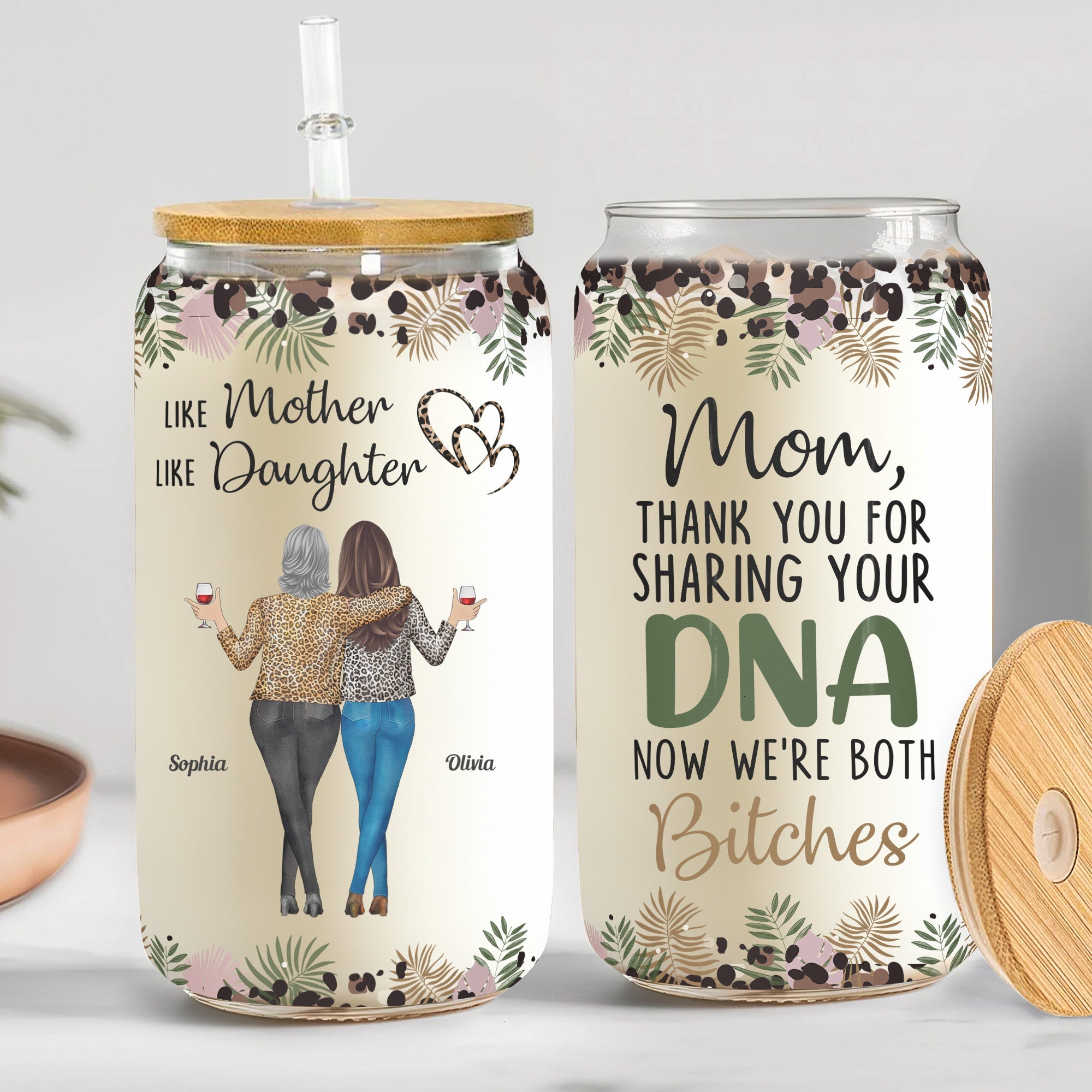 Like Mother Like Daughters Mother'S Day - Personalized Clear Glass Cup