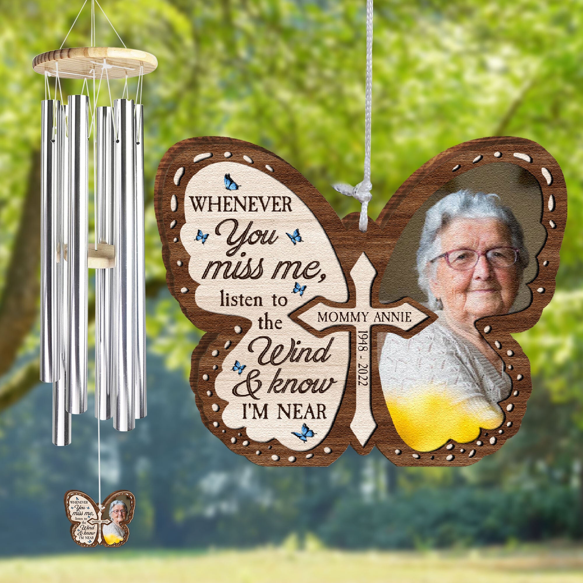 Listen To The Wind And Know I'm Near - Personalized Photo Wind Chimes