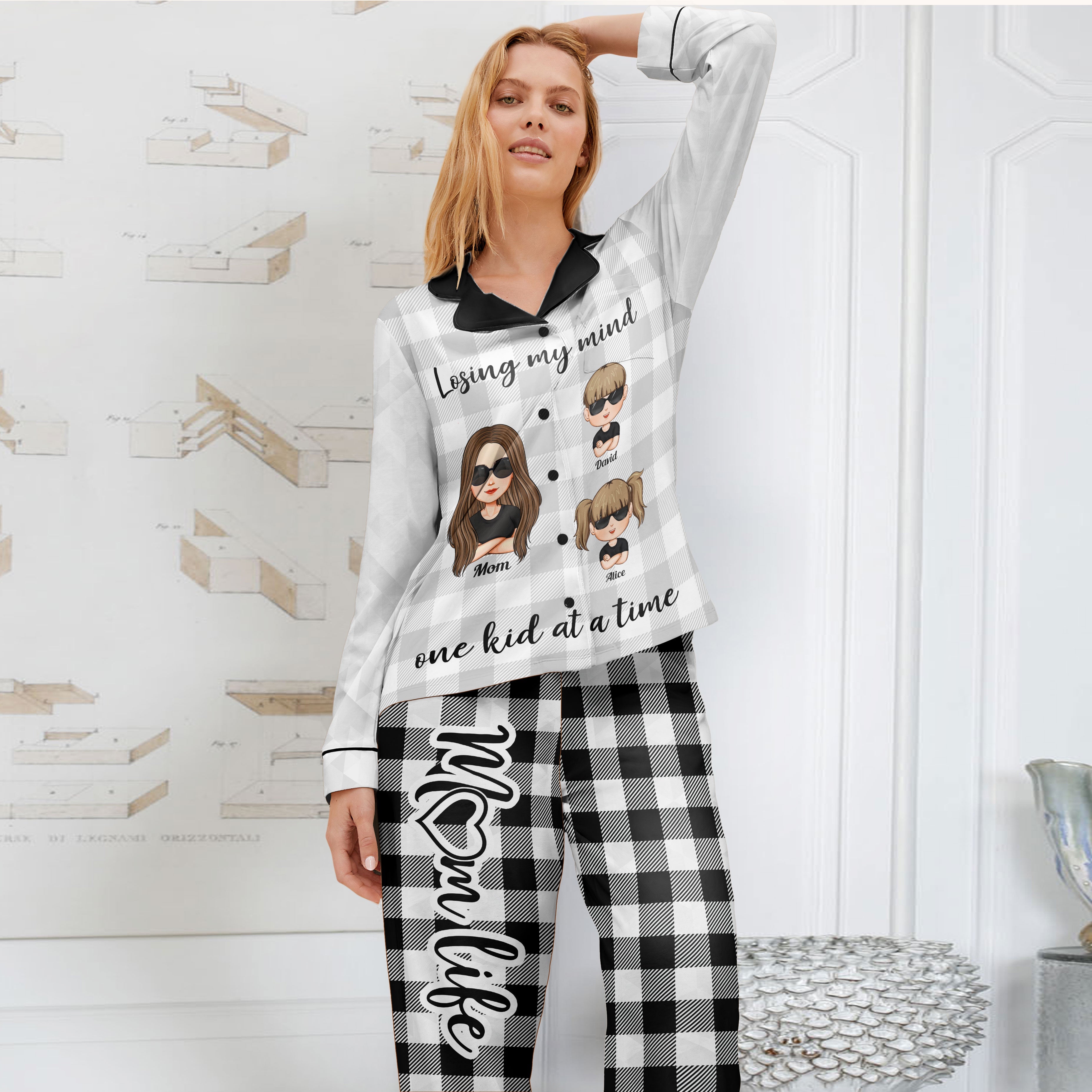 Losing My Mind One Kid At A Time - Personalized Women's Pajamas Set