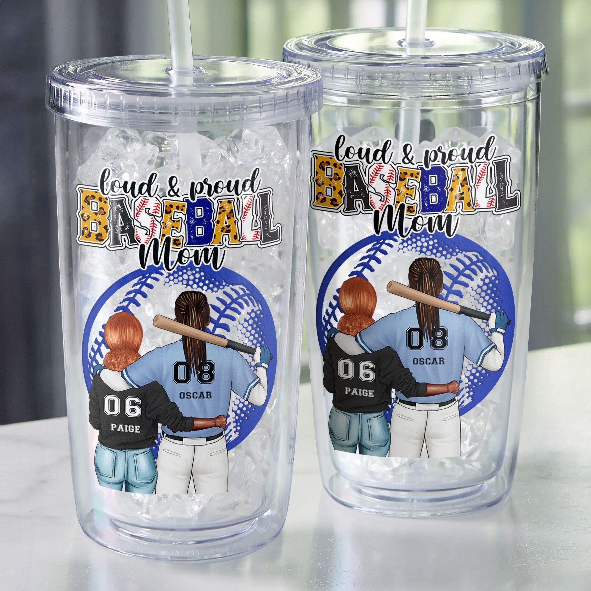Loud & Proud Baseball Mom - Personalized Acrylic Tumbler With Straw