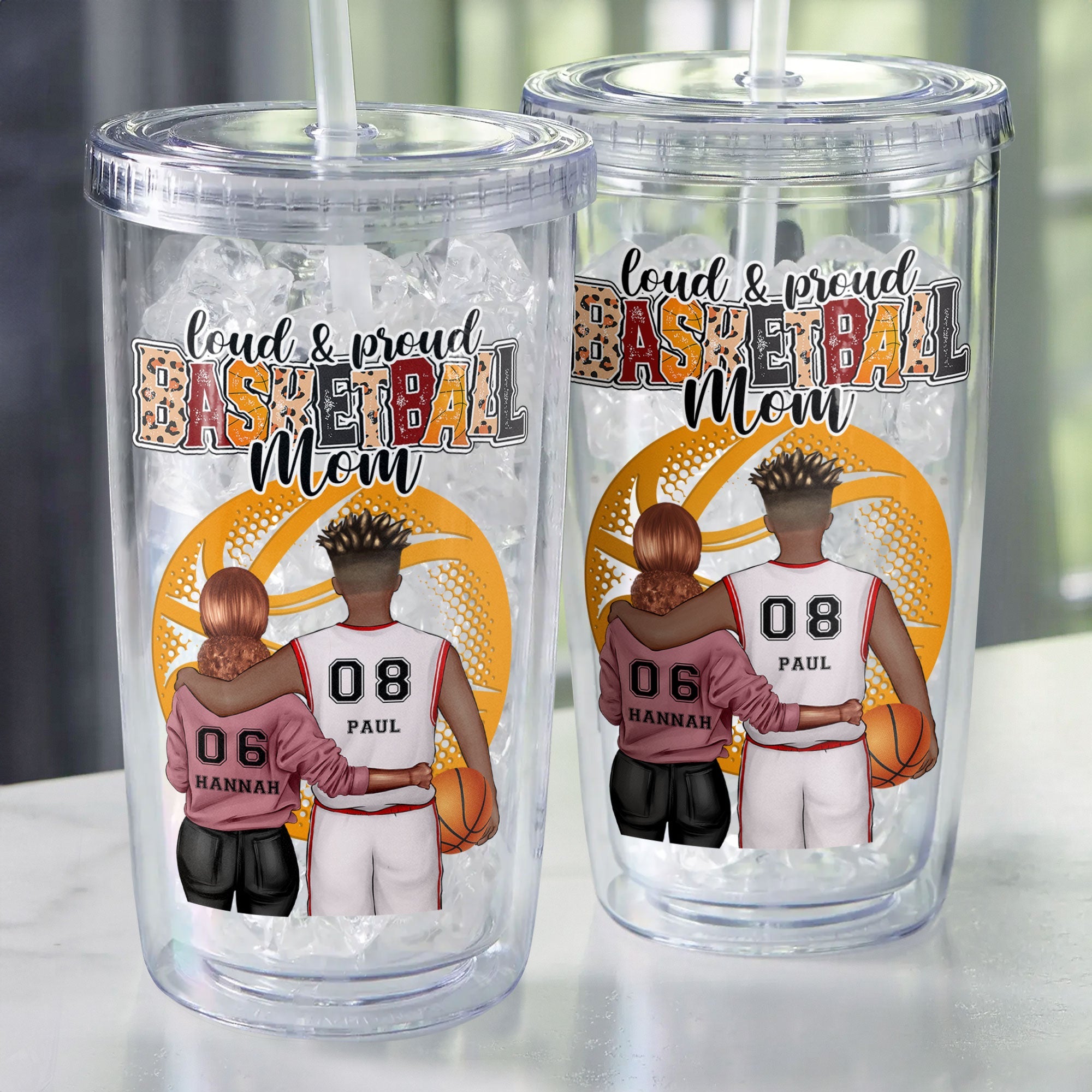 Loud & Proud Basketball Mom - Personalized Acrylic Tumbler With Straw
