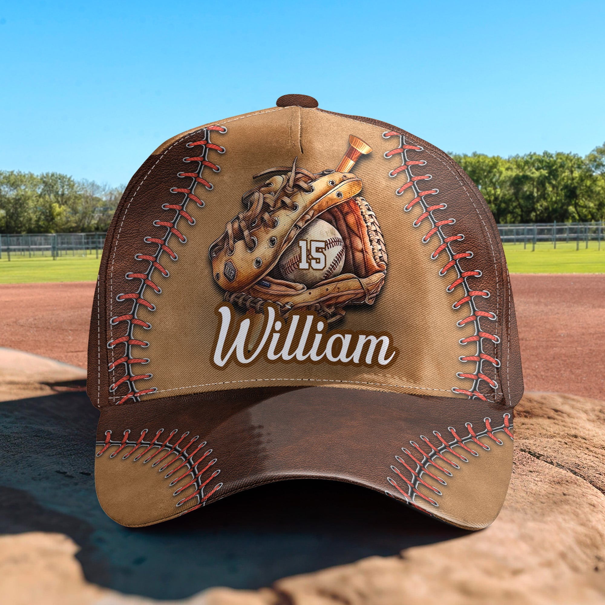 Love Baseball Proud Dad Son Gift For Him - Personalized Classic Cap