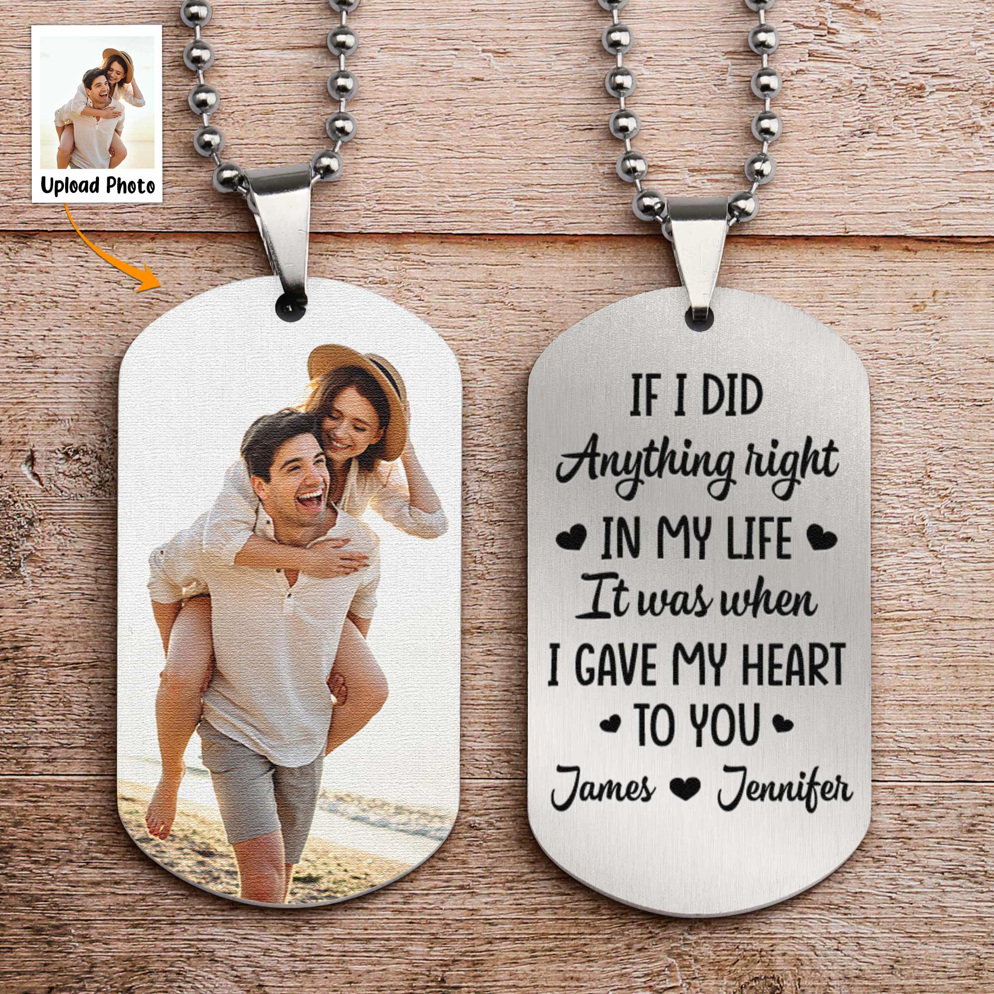 Love Infinity Gift For Couple - Personalized Photo Dog Tag Necklace