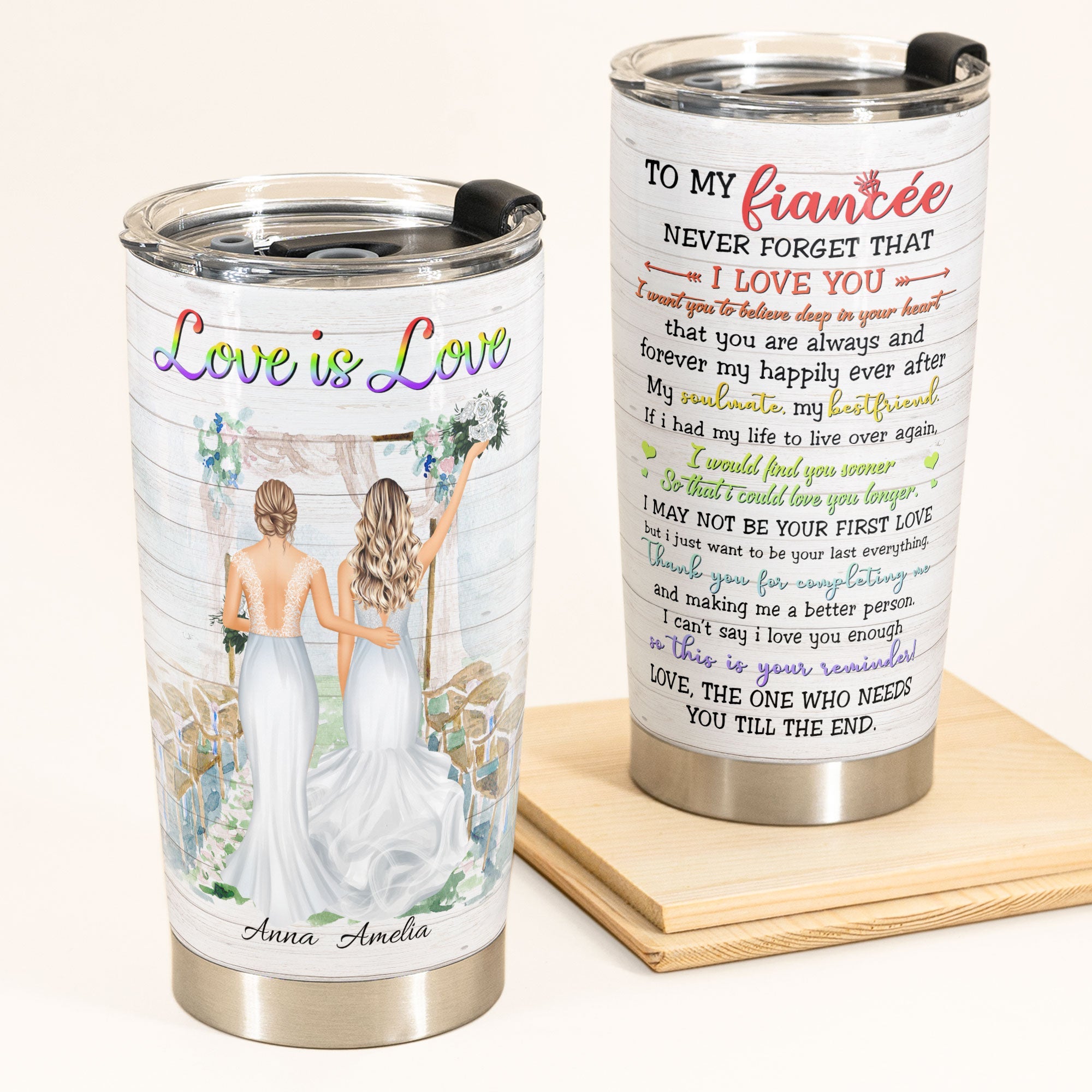 Love Is Love - Personalized Tumbler Cup - Bride