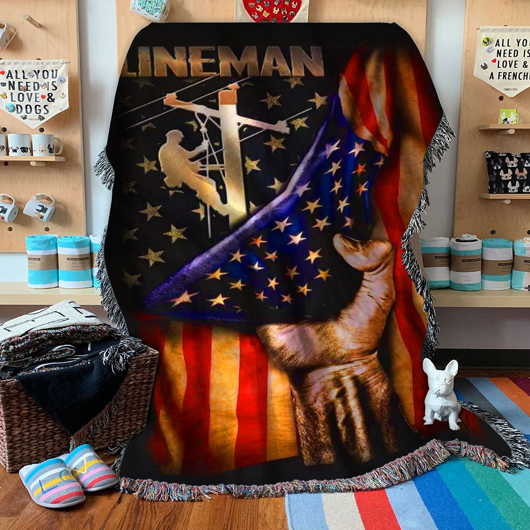 Custom Woven Blanket Lineman Woven Throw Blanket - 60x80-A Loves Gift