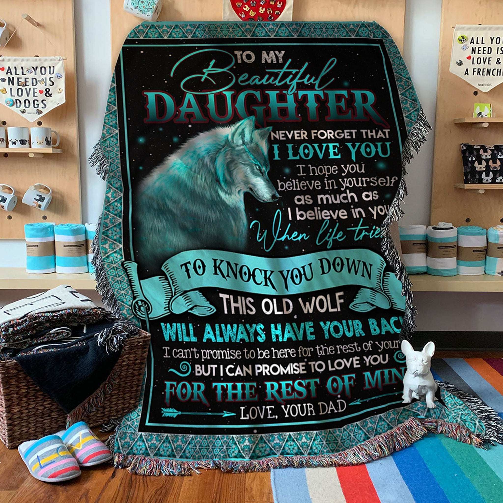 Custom Woven Blanket Wolf To My Beautiful Daughter Woven Throw Blanket - 50x60-A Loves Gift