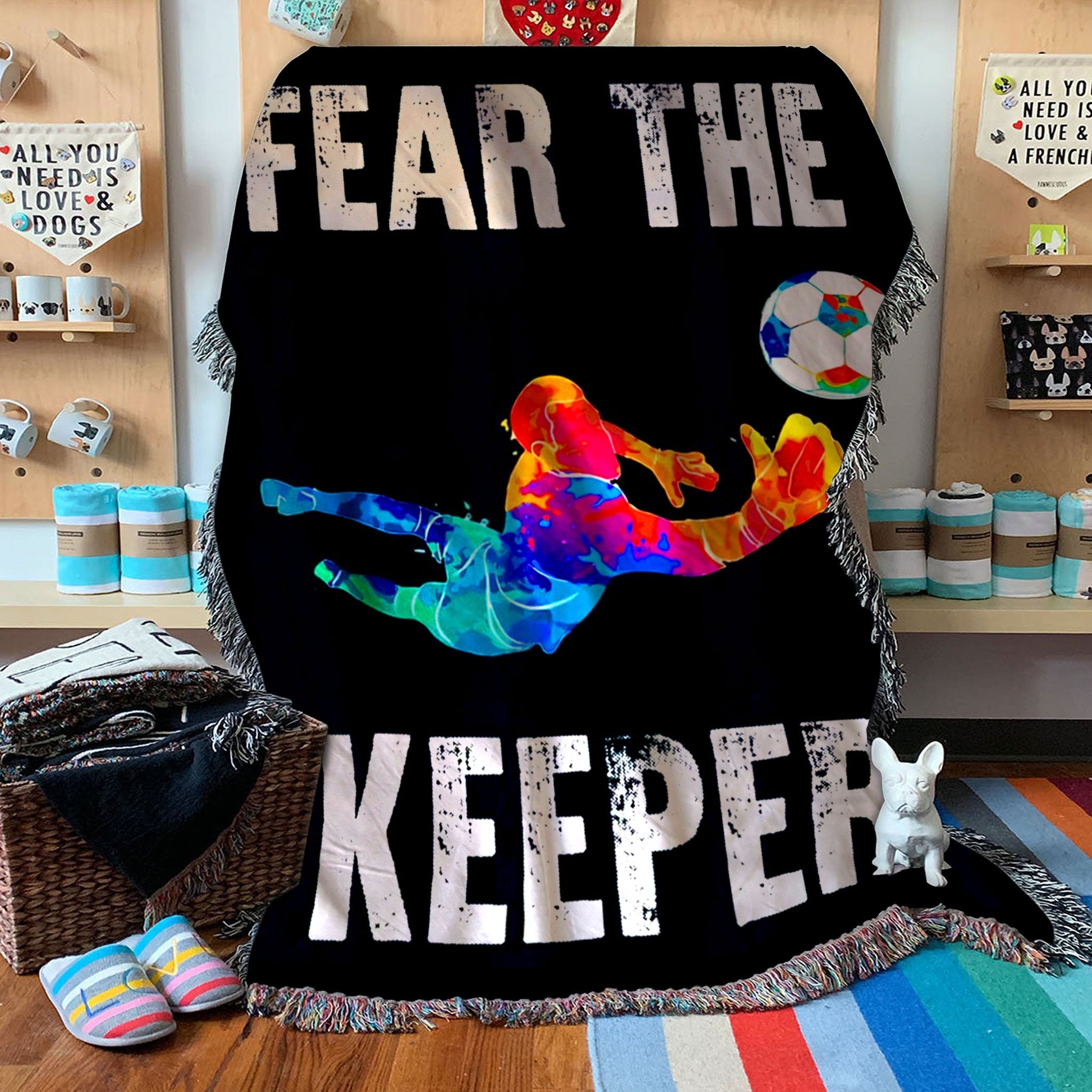 Custom Woven Blanket Soccer Fear The Keeper Woven Throw Blanket - 50x60-A Loves Gift