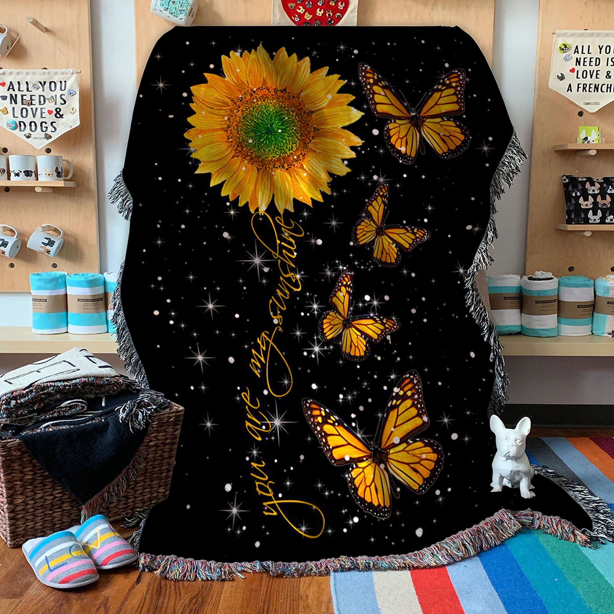 Custom Woven Blanket Butterfly You Are My SunShine Woven Throw Blanket - 60x80-A Loves Gift