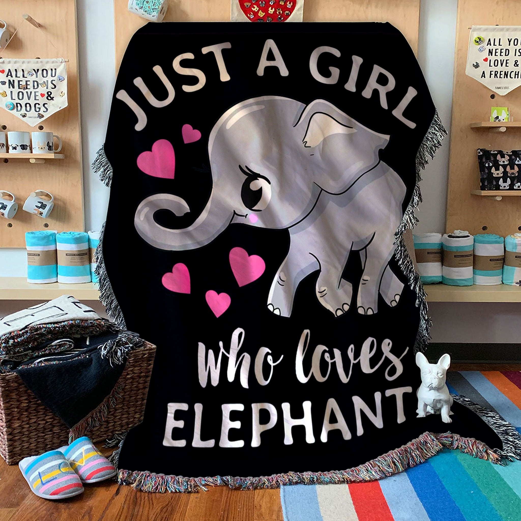 Custom Woven Blanket Just A Girl Who Loves Elephants Woven Throw Blanket - 50x60-A Loves Gift