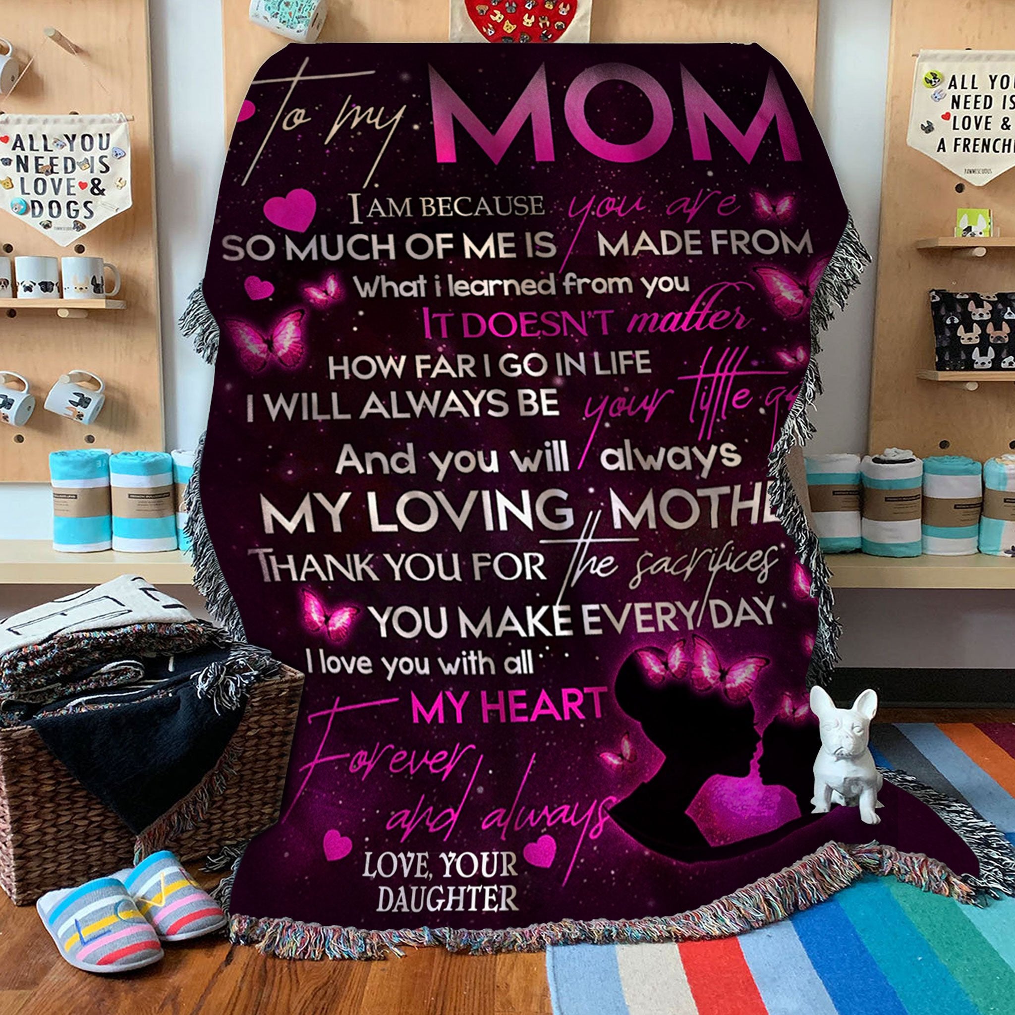Custom Woven Blanket To My Mom Woven Throw Blanket - Gift for Mom - 60x80-A Loves Gift