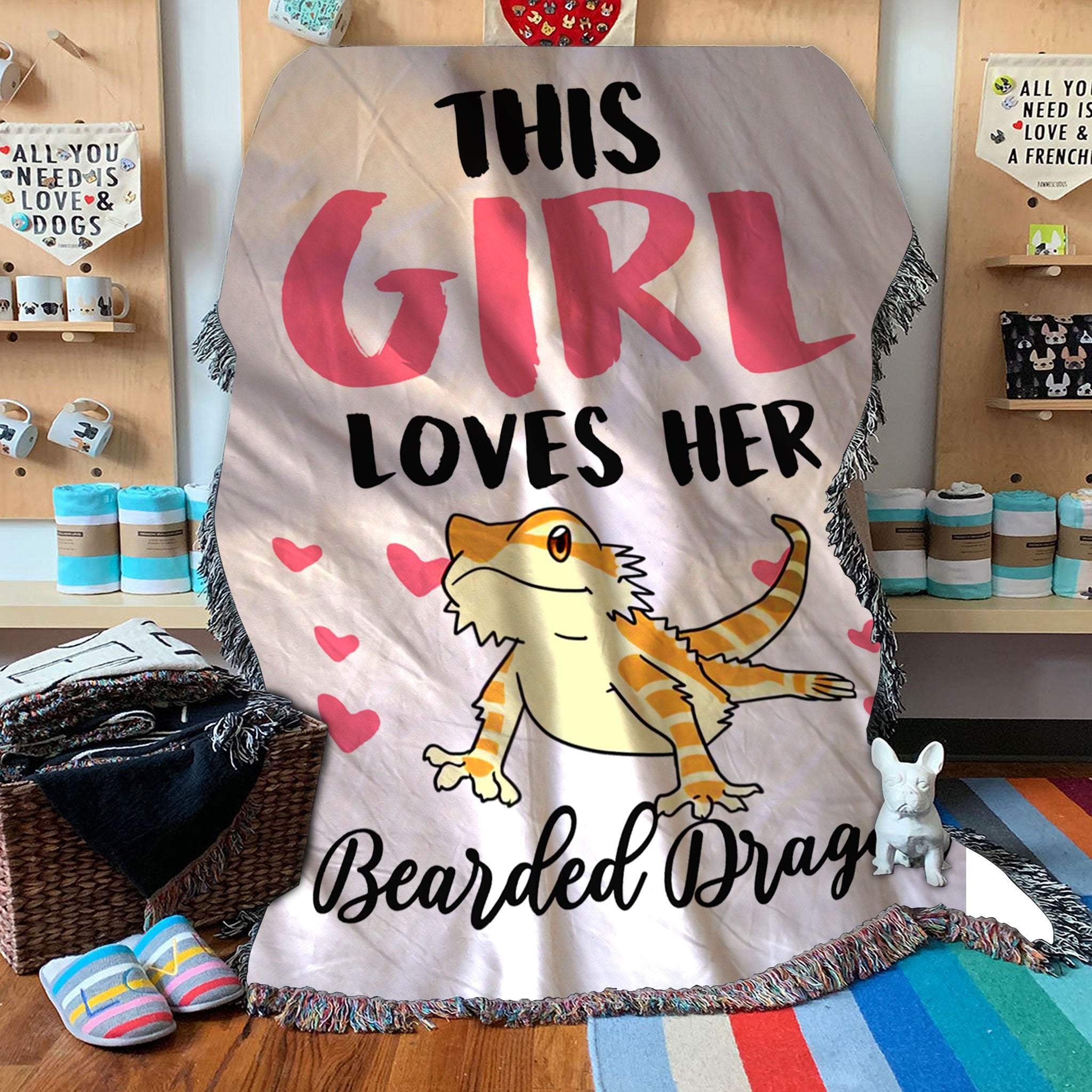 Custom Woven Blanket Bearded Dragon Woven Throw Blanket - 50x60-A Loves Gift