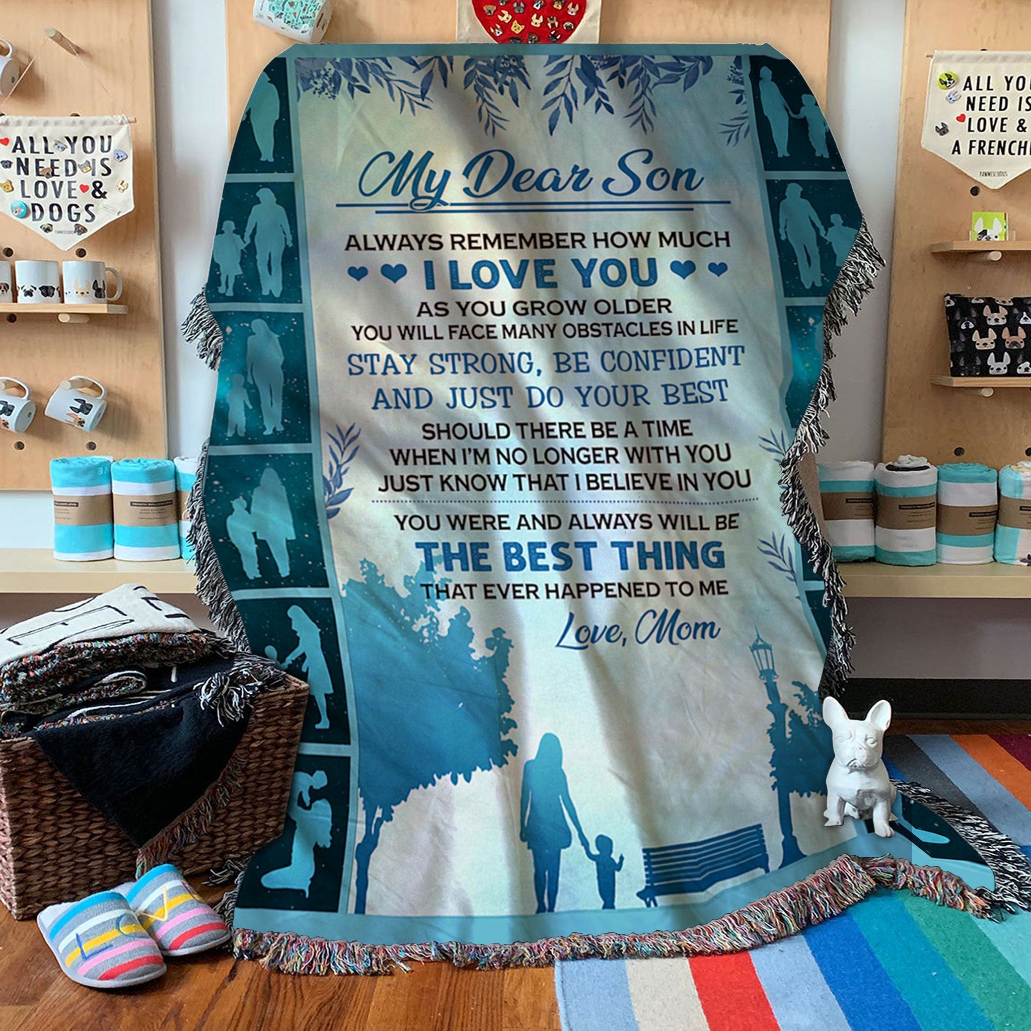 Custom Woven Blanket My Dear Son Woven Throw Blanket - Gift for Son - 60x80-A Loves Gift