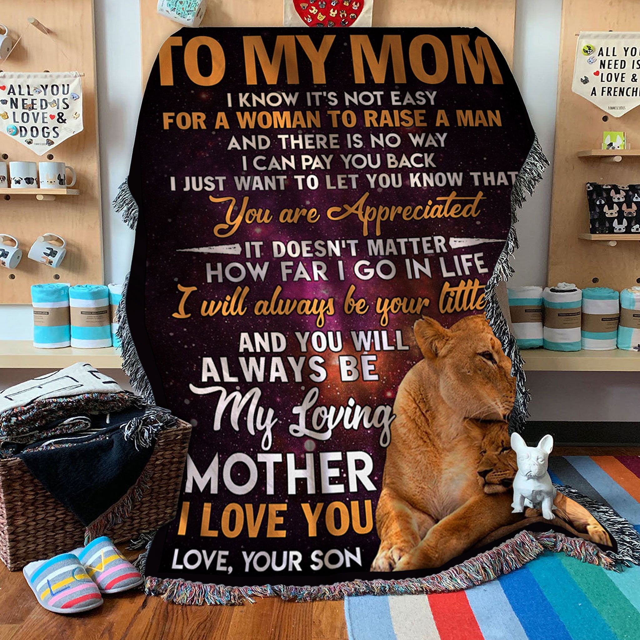 Custom Woven Blanket Lion To My Mom Woven Throw Blanket - 60x80-A Loves Gift