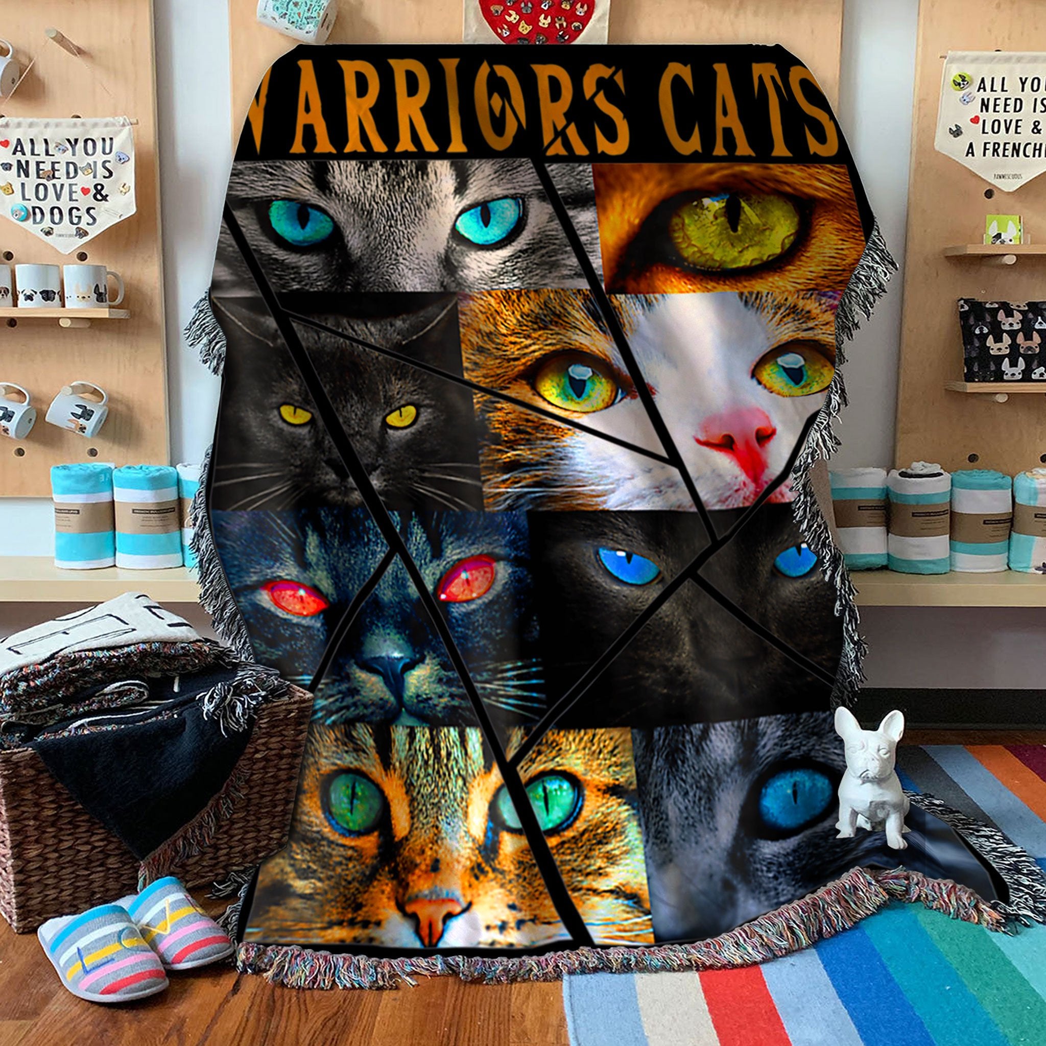 Custom Woven Blanket Warriors Cats Eye Cats Woven Throw Blanket - 50x60-A Loves Gift