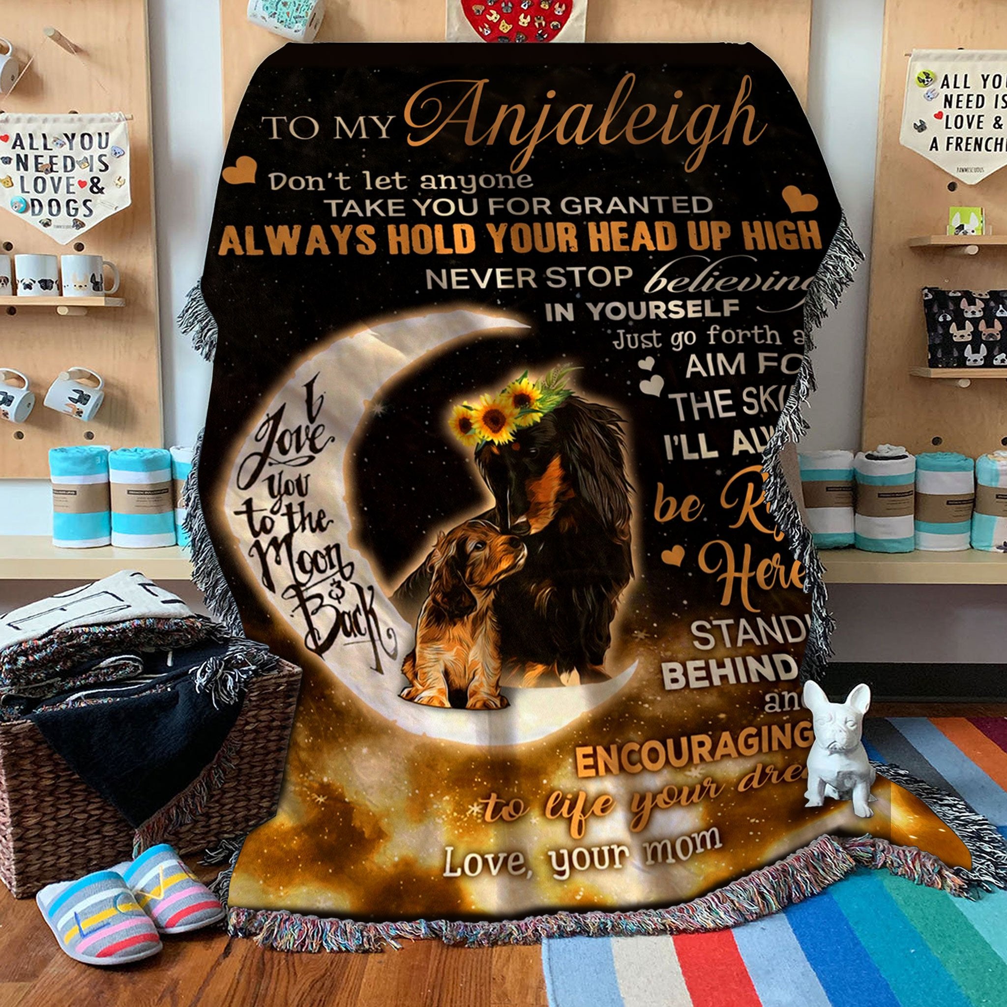 Custom Woven Blanket Dachshund Personalized Name Woven Blanket - 60x80-A Loves Gift