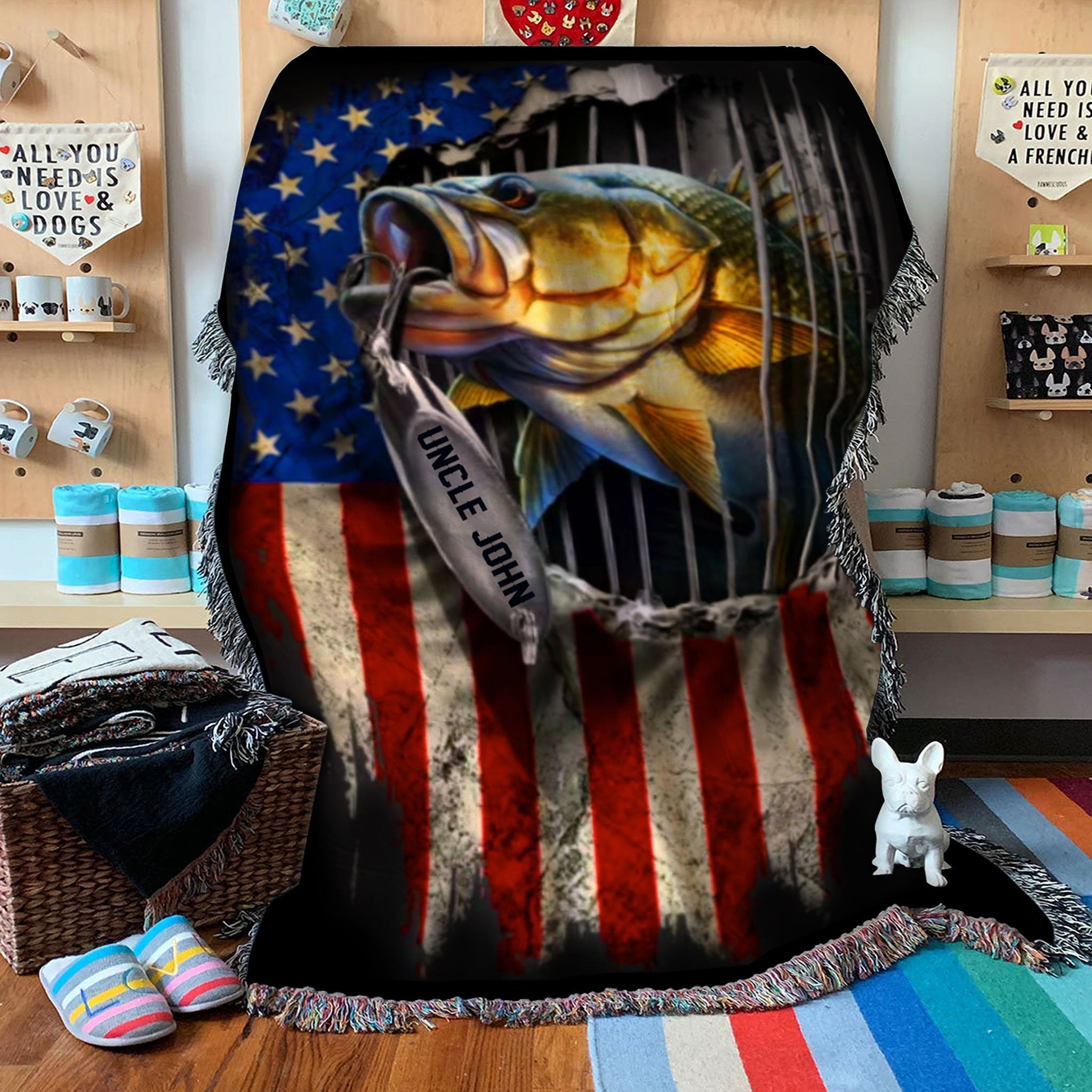 Personalized Fishing Gifts - Fishing Custom Name Woven Throw Blankets - 60x80-A Loves Gift