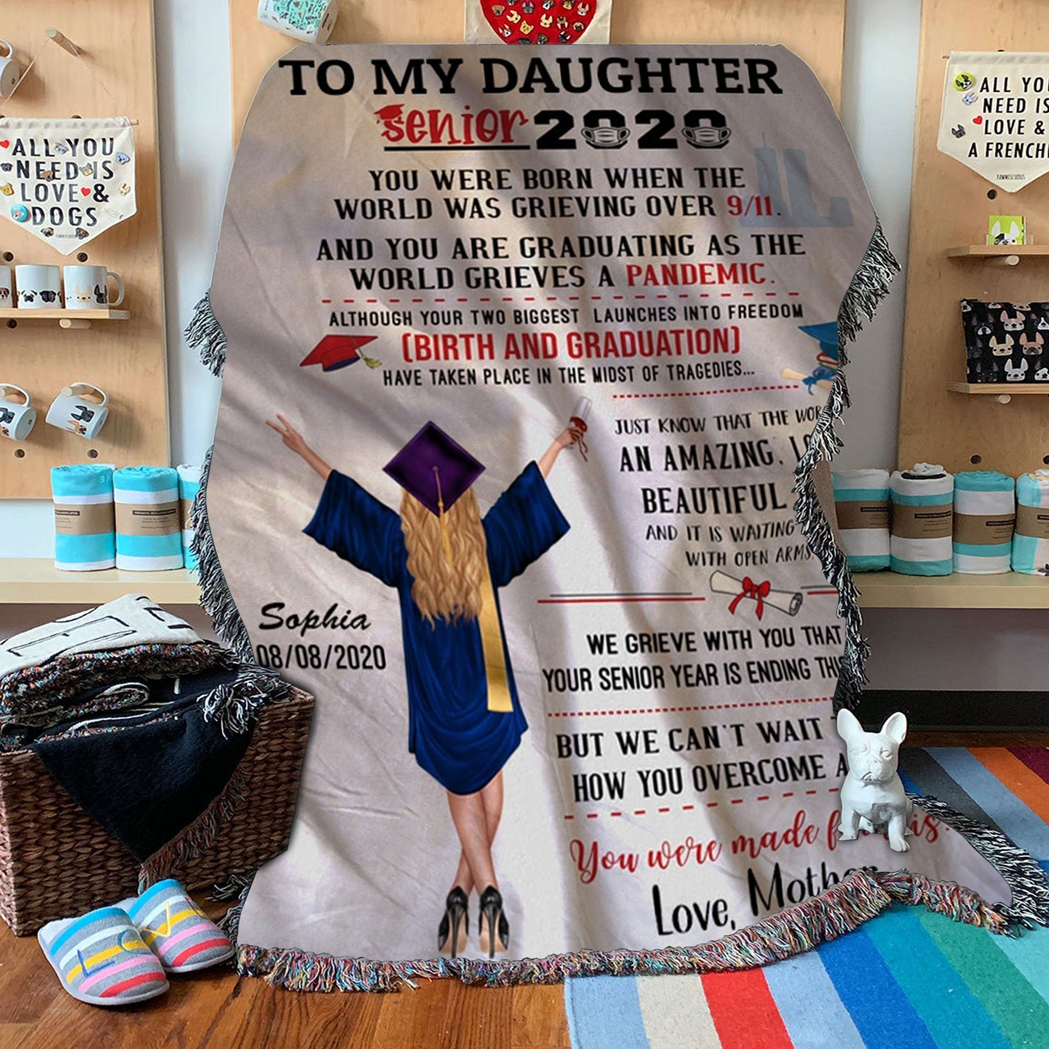 Custom Woven Blanket To My Daughter Woven Blanket Personalized Graduation - Woven Throw Blanket - 50x60-A Loves Gift