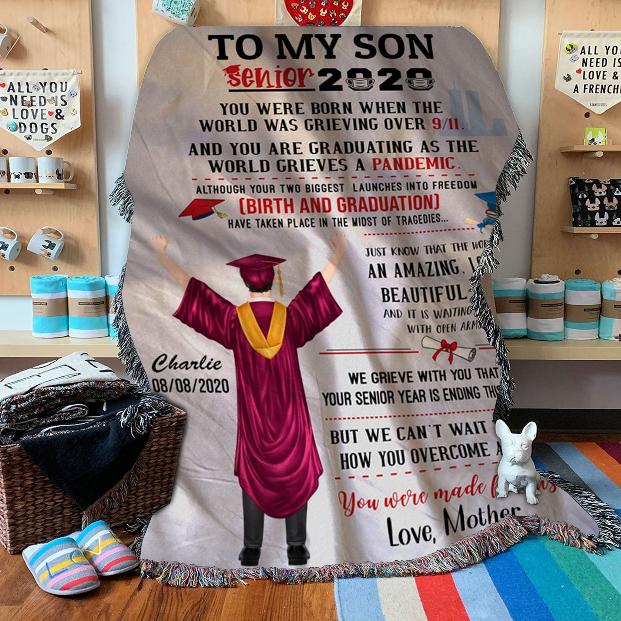 Custom Woven Blanket To My Son Personalized Graduation Woven Blanket - Woven Blanket - 50x60-A Loves Gift