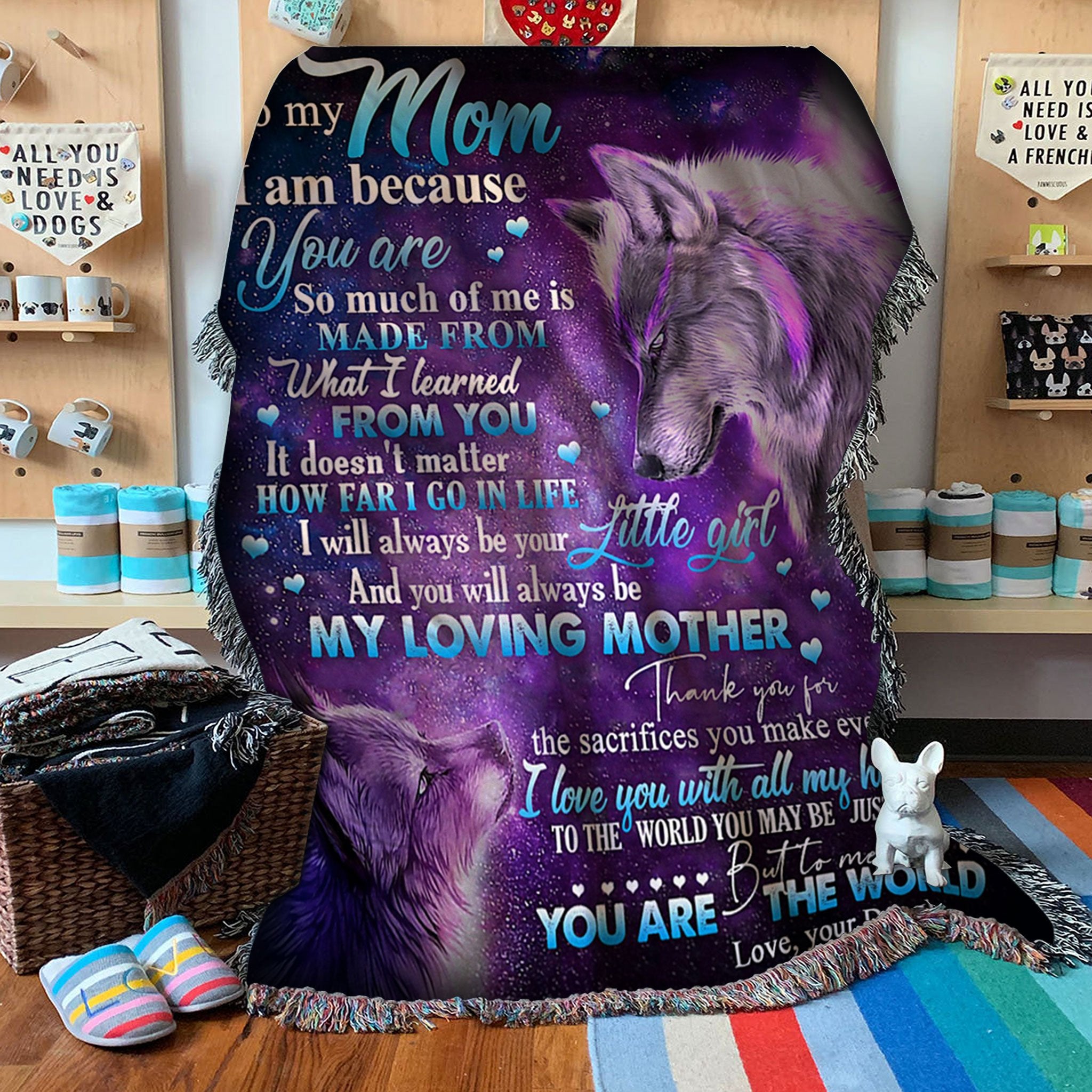 Custom Woven Blanket Wolf To My Mom Blanket - Gift for Mom - Woven Throw Blanket - 60x80-A Loves Gift