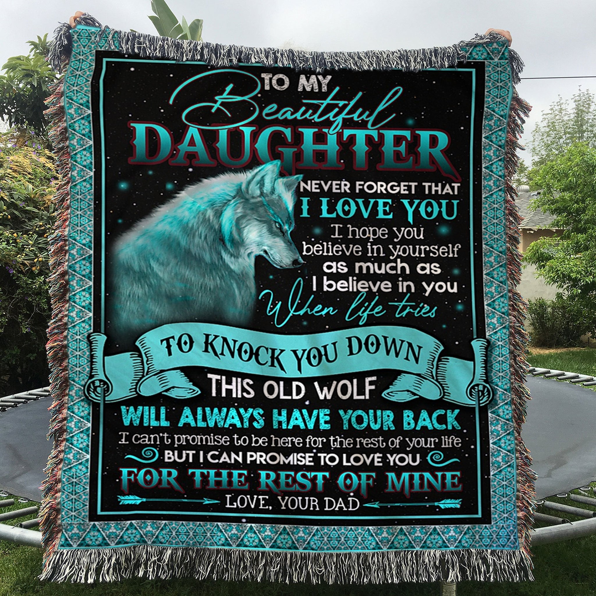Custom Woven Blanket Wolf To My Beautiful Daughter Woven Throw Blanket - 50x60-A Loves Gift