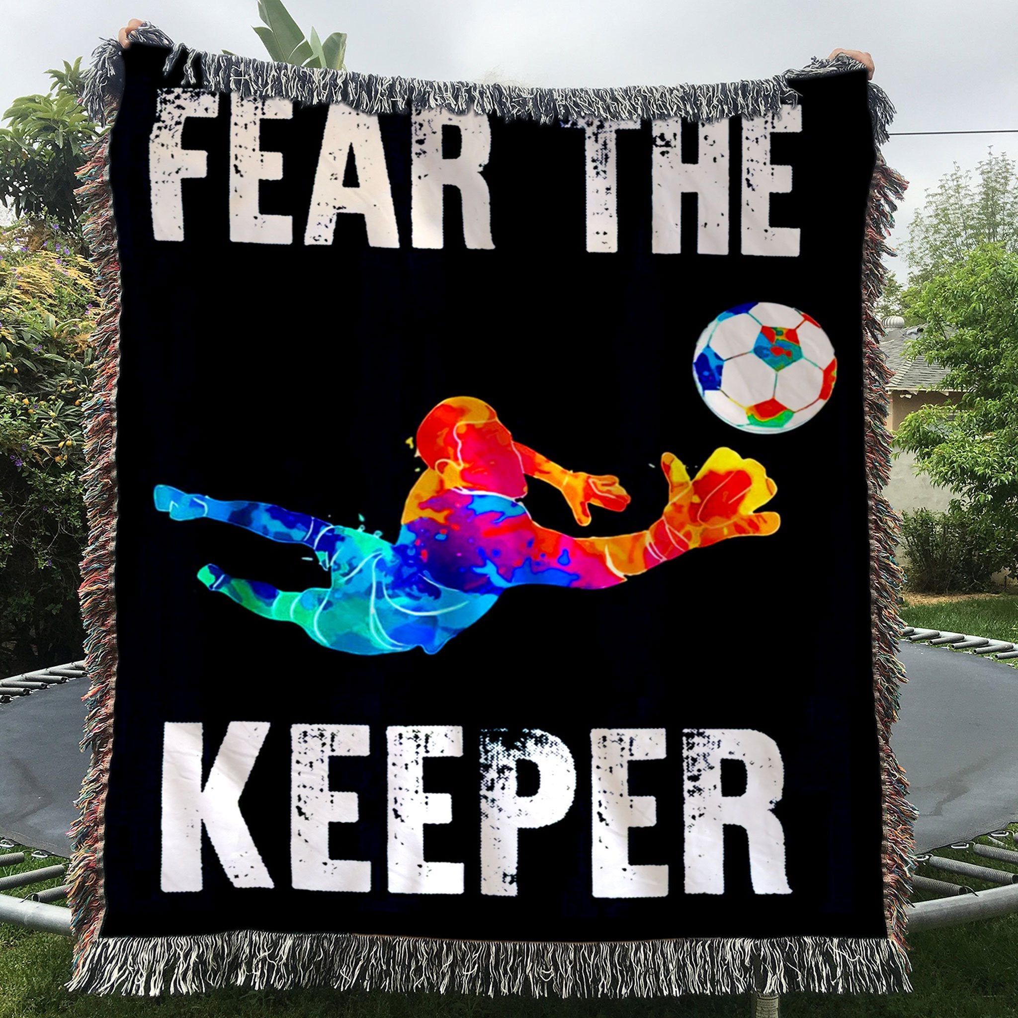 Custom Woven Blanket Soccer Fear The Keeper Woven Throw Blanket - 50x60-A Loves Gift
